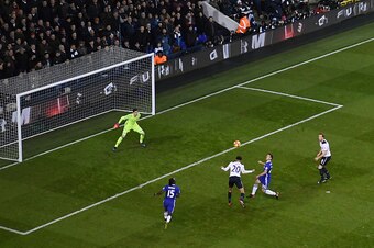 LONDON, ENGLAND - JANUARY 04: Dele Alli of Tottenham Hotspur scores his sides first goal with a header during the Premier League match between Tottenham Hotspur and Chelsea at White Hart Lane on January 4, 2017 in London, England.  (Photo by Mike Hewitt/G