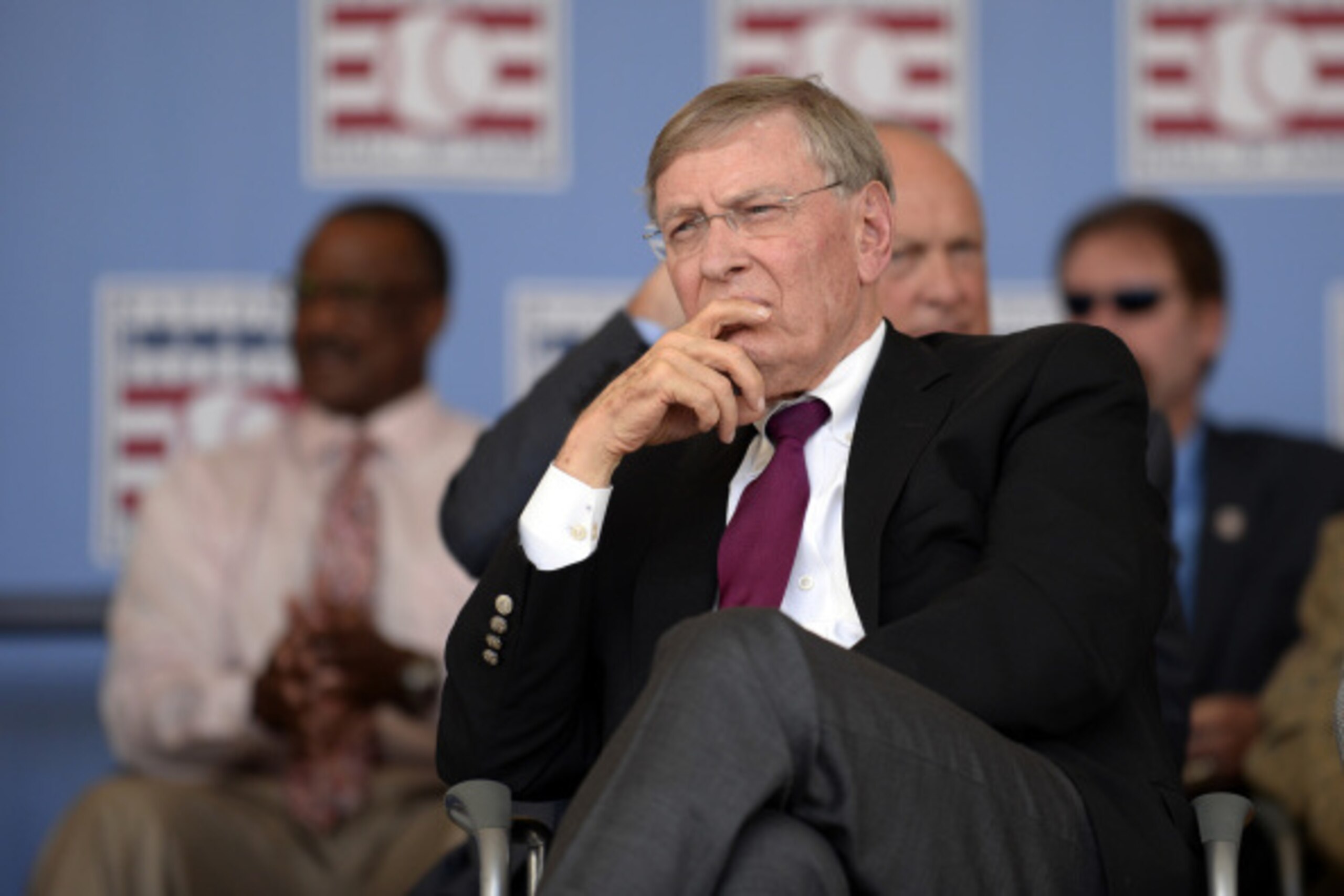 COOPERSTOWN, NY - JULY 27:  Baseball Commissioner Bud Selig looks on during the 2014 induction ceremonies held at the Clark Sports Center in Cooperstown, New York on July 27 2014.  (Photo by Ron Vesely/MLB Photos via Getty Images)