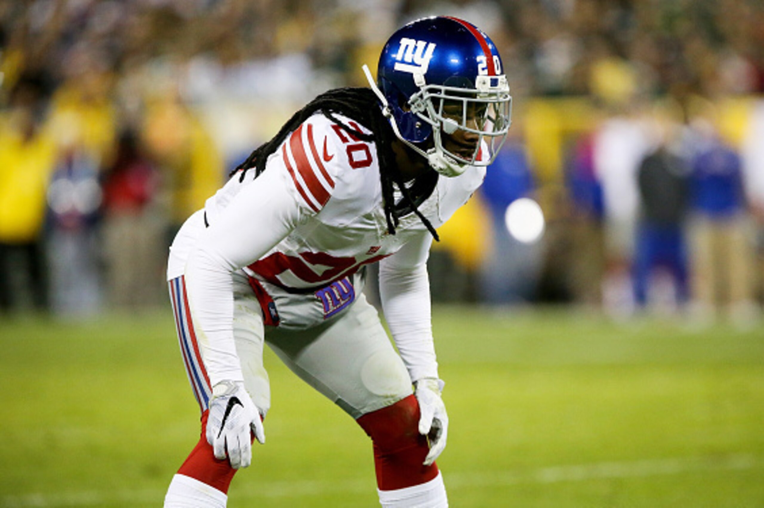 GREEN BAY, WI - OCTOBER 09:  Janoris Jenkins #20 of the New York Giants plays cornerback in the third quarter against the Green Bay Packers at Lambeau Field on October 9, 2016 in Green Bay, Wisconsin. (Photo by Dylan Buell/Getty Images)