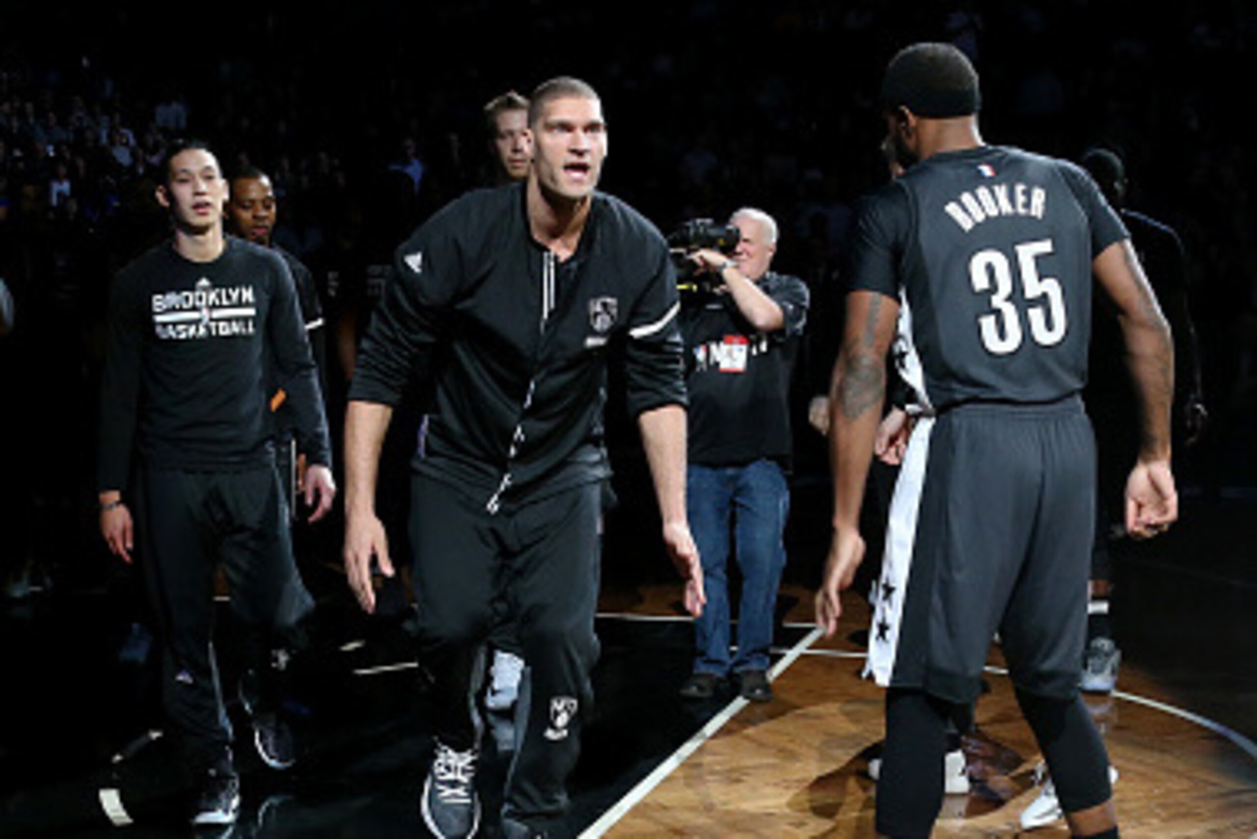 BROOKLYN, NY - DECEMBER 22:  Brook Lopez #11 of the Brooklyn Nets gets introduced before the game against the Golden State Warriors on December 22, 2016 at Barclays Center in Brooklyn, NY. NOTE TO USER: User expressly acknowledges and agrees that, by down