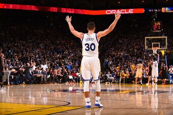 OAKLAND, CA - JANUARY 4:  Stephen Curry #30 of the Golden State Warriors reacts to a play during the game against the Portland Trail Blazers on January 4, 2017 at ORACLE Arena in Oakland, California. NOTE TO USER: User expressly acknowledges and agrees th