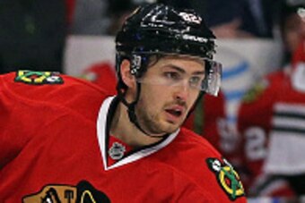CHICAGO, IL - APRIL 05:  Marcus Kruger #22 of the Chicago Blackhawks skates against the Arizona Coyotes at the United Center on April 5, 2016 in Chicago, Illinois. The Blackhawks defeated the Coyotes 6-2.  (Photo by Jonathan Daniel/Getty Images)