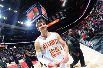 ATLANTA, GA - DECEMBER 30: Kyle Korver #26 of the Atlanta Hawks is seen after the game against the Detroit Pistons on December 30, 2016 at Philips Arena in Atlanta, Georgia.  NOTE TO USER: User expressly acknowledges and agrees that, by downloading and/or
