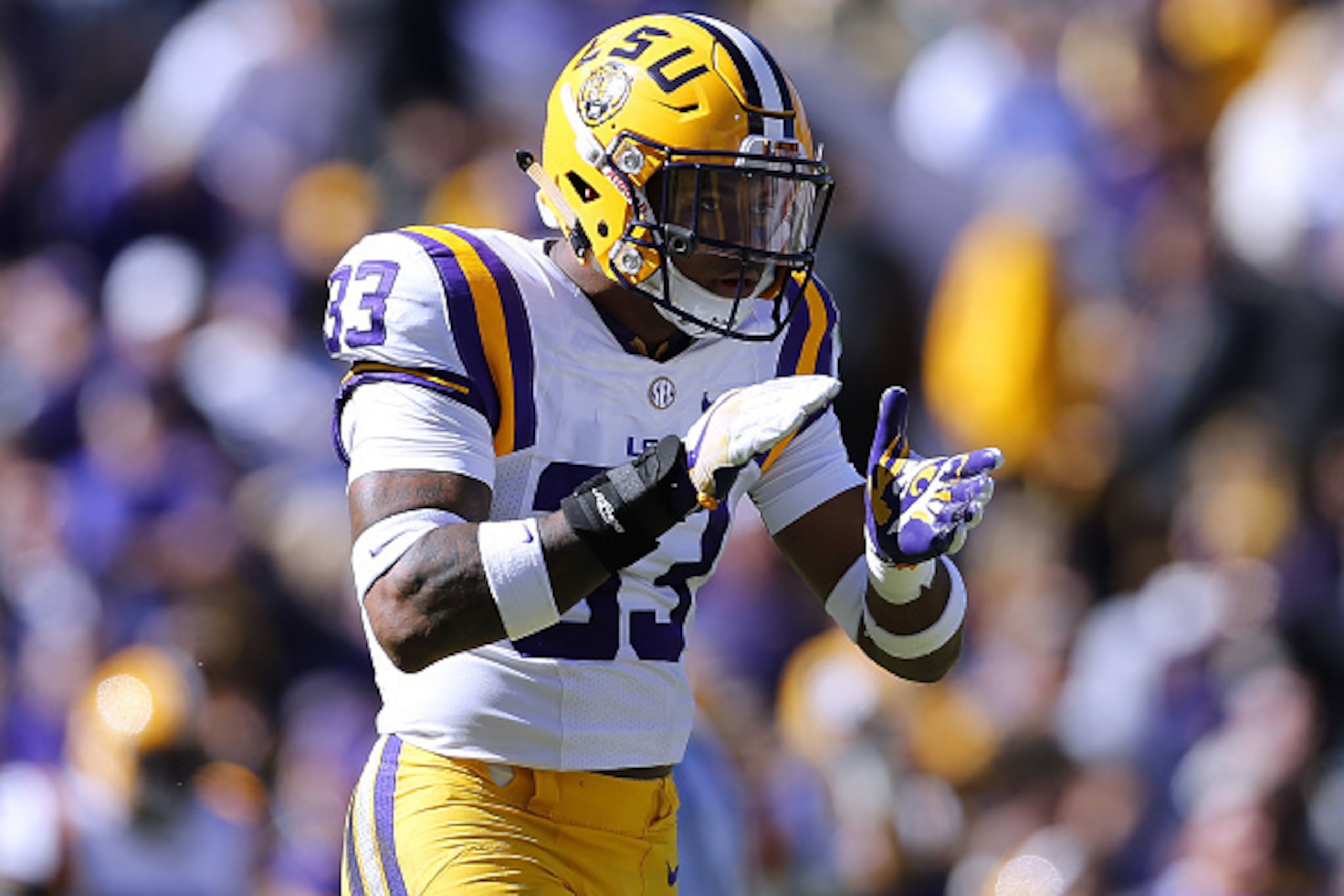 BATON ROUGE, LA - NOVEMBER 19: Jamal Adams #33 of the LSU Tigers reacts during a game against the Florida Gators at Tiger Stadium on November 19, 2016 in Baton Rouge, Louisiana. Florida won 16-10. (Photo by Jonathan Bachman/Getty Images) BATON ROUGE, LA - NOVEMBER 19: Jamal Adams #33 of the LSU Tigers reacts during a game against the Florida Gators at Tiger Stadium on November 19, 2016 in Baton Rouge, Louisiana. Florida won 16-10. (Photo by Jonathan Bachman/Getty Images)