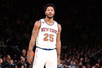 NEW YORK, NY - JANUARY 4: Derrick Rose #25 of the New York Knicks is seen during the game against the Milwaukee Bucks on January 4, 2017 at Madison Square Garden in New York, NY. NOTE TO USER: User expressly acknowledges and agrees that, by downloading an