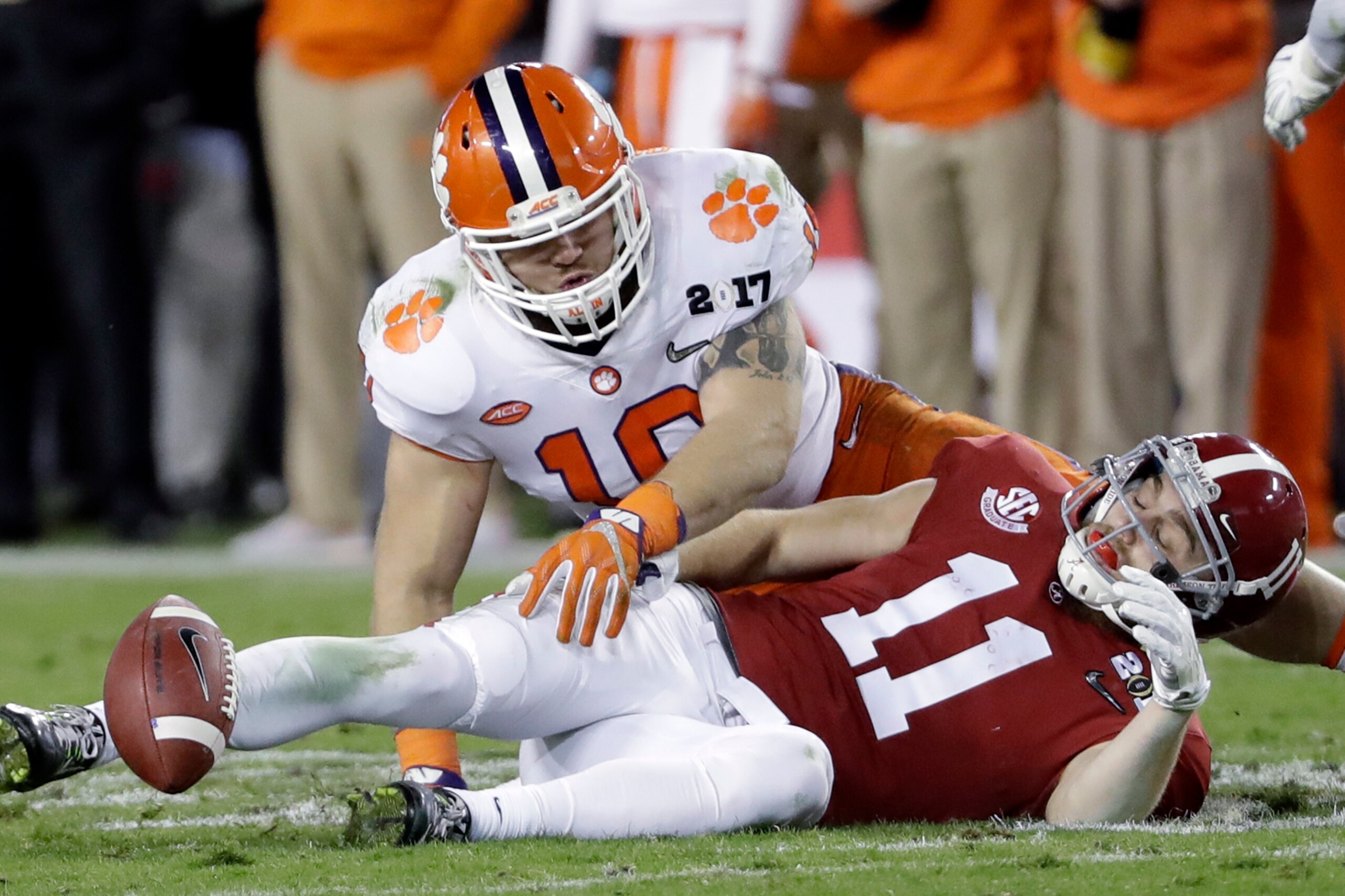 Clemson's Ben Boulware and Alabama's Gehrig Dieter