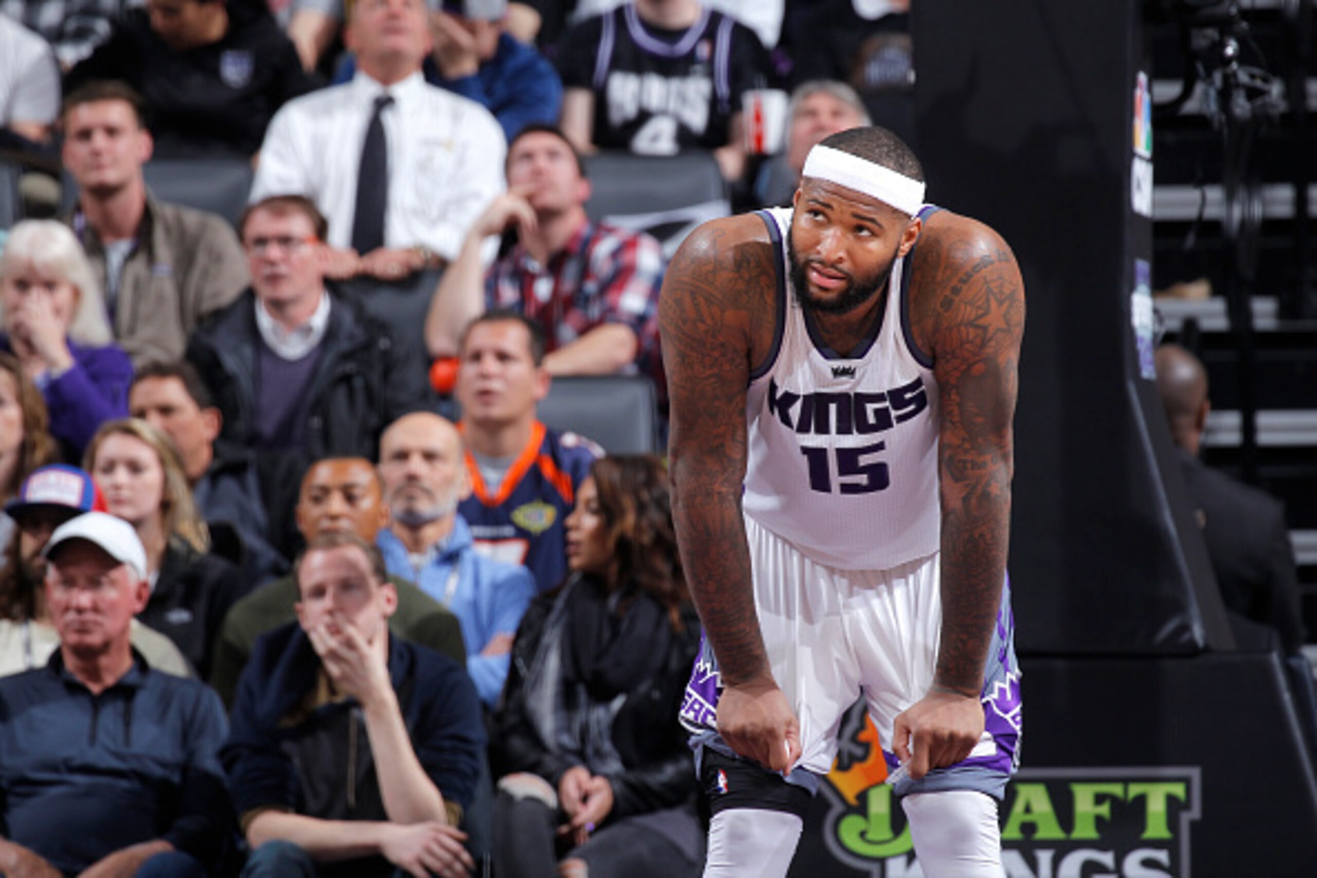 SACRAMENTO, CA - JANUARY 4: DeMarcus Cousins #15 of the Sacramento Kings looks on during the game against the Miami Heat on January 4, 2017 at Golden 1 Center in Sacramento, California. NOTE TO USER: User expressly acknowledges and agrees that, by downloa SACRAMENTO, CA - JANUARY 4: DeMarcus Cousins #15 of the Sacramento Kings looks on during the game against the Miami Heat on January 4, 2017 at Golden 1 Center in Sacramento, California. NOTE TO USER: User expressly acknowledges and agrees that, by downloa
