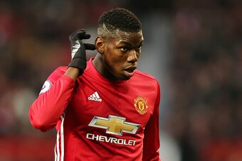 MANCHESTER, ENGLAND - DECEMBER 31: Paul Pogba of Manchester United during the Premier League match between Manchester United and Middlesbrough at Old Trafford on December 31, 2016 in Manchester, England. (Photo by James Baylis - AMA/Getty Images)