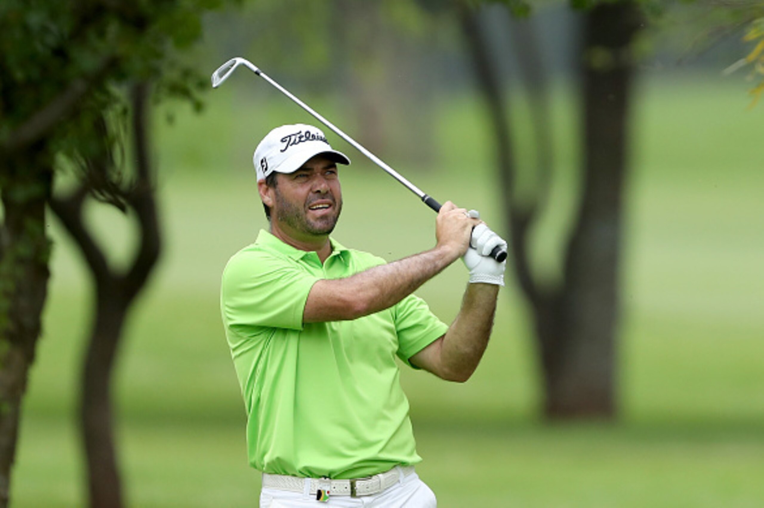 JOHANNESBURG, SOUTH AFRICA - JANUARY 12:  Keith Horne of South Africa plays his second shot on the 10th hole during the first round of the 2017 BMW South African Open Championship at Glendower Golf Club on January 12, 2017 in Johannesburg, South Africa.  