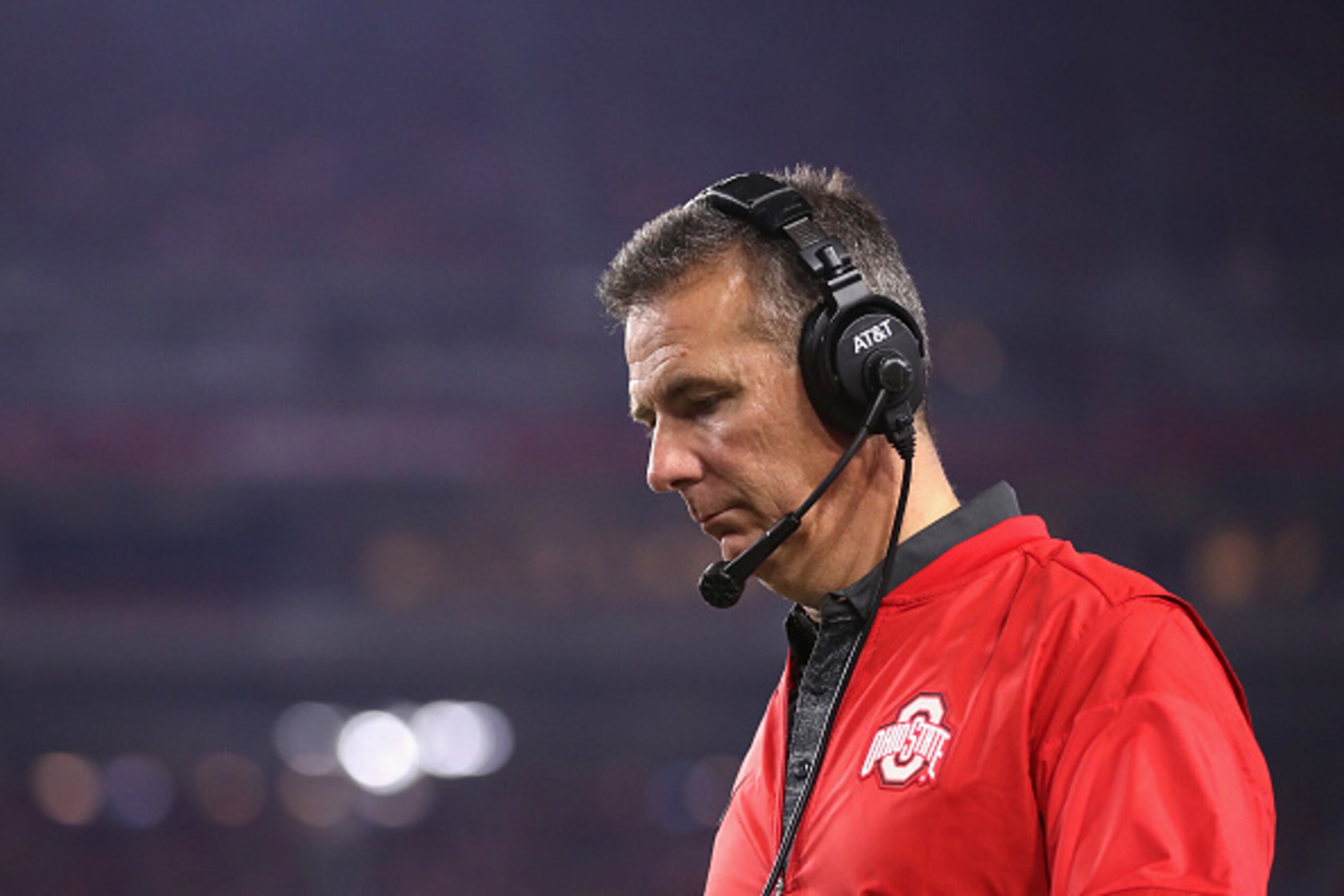 GLENDALE, AZ - DECEMBER 31:  Head coach Urban Meyer of the Ohio State Buckeyes watches the action during the second half of the 2016 PlayStation Fiesta Bowl  against the Clemson Tigers at University of Phoenix Stadium on December 31, 2016 in Glendale, Ari