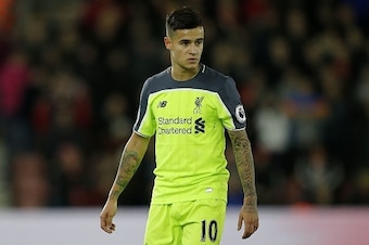 Liverpool's Brazilian midfielder Philippe Coutinho reacts during the EFL (English Football League) Cup semi-final first-leg football match between Southampton and Liverpool at St Mary's Stadium in Southampton, southern England on January 11, 2017.
Southam