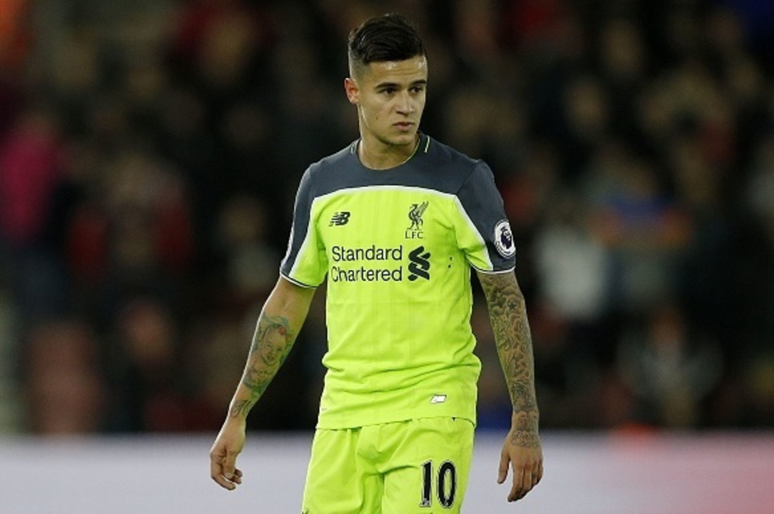 Liverpool's Brazilian midfielder Philippe Coutinho reacts during the EFL (English Football League) Cup semi-final first-leg football match between Southampton and Liverpool at St Mary's Stadium in Southampton, southern England on January 11, 2017.
Southam