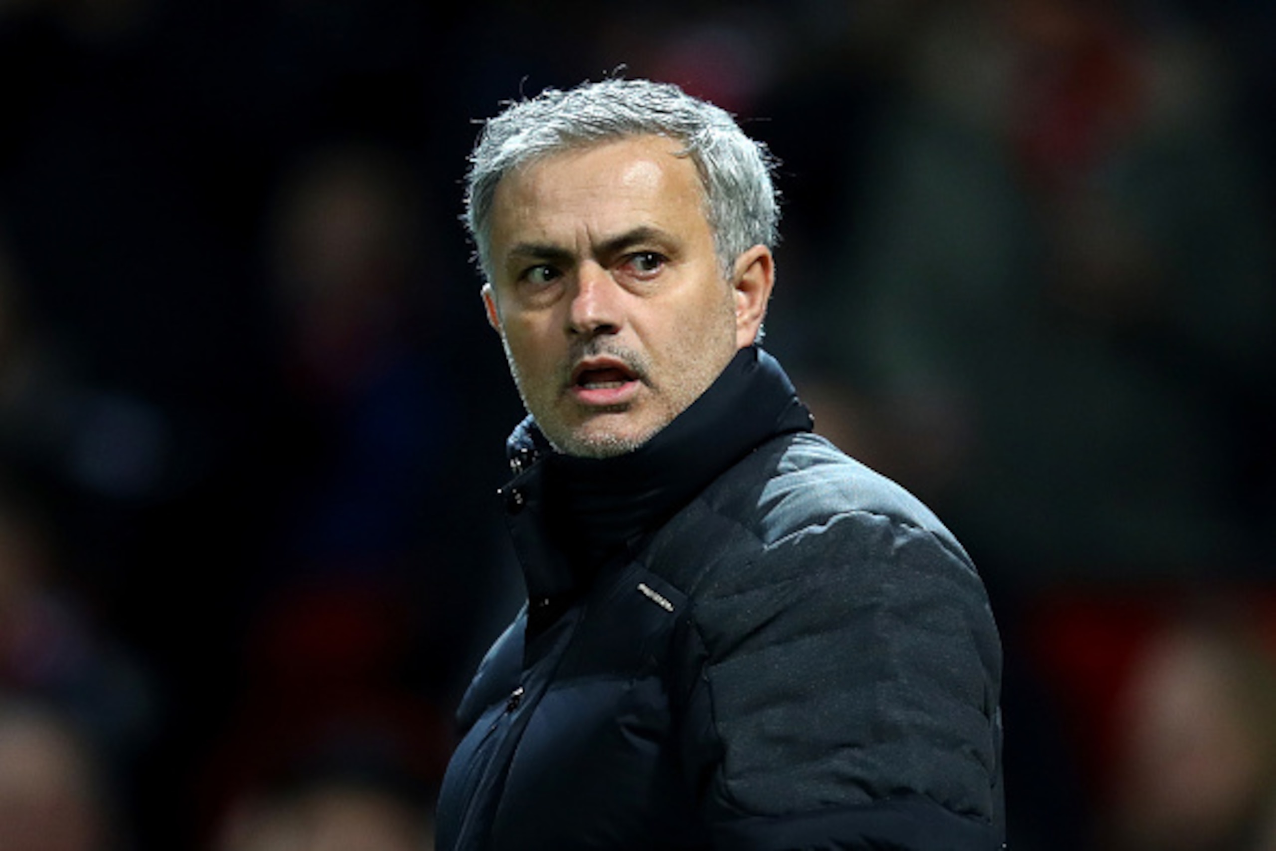 MANCHESTER, ENGLAND - JANUARY 10:  Jose Mourinho, Manager of Manchester United looks on during the EFL Cup Semi-Final First Leg match between Manchester United and Hull City at Old Trafford on January 10, 2017 in Manchester, England.  (Photo by Clive Maso
