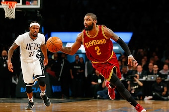 BROOKLYN, NY - JANUARY 06:  (NEW YORK DAILIES OUT)    Kyrie Irving #2 of the Cleveland Cavaliers in action against the Brooklyn Nets at Barclays Center on January 6, 2017 in the Brooklyn borough of New York City.  The Cavs defeated the Nets 116-108. NOTE 