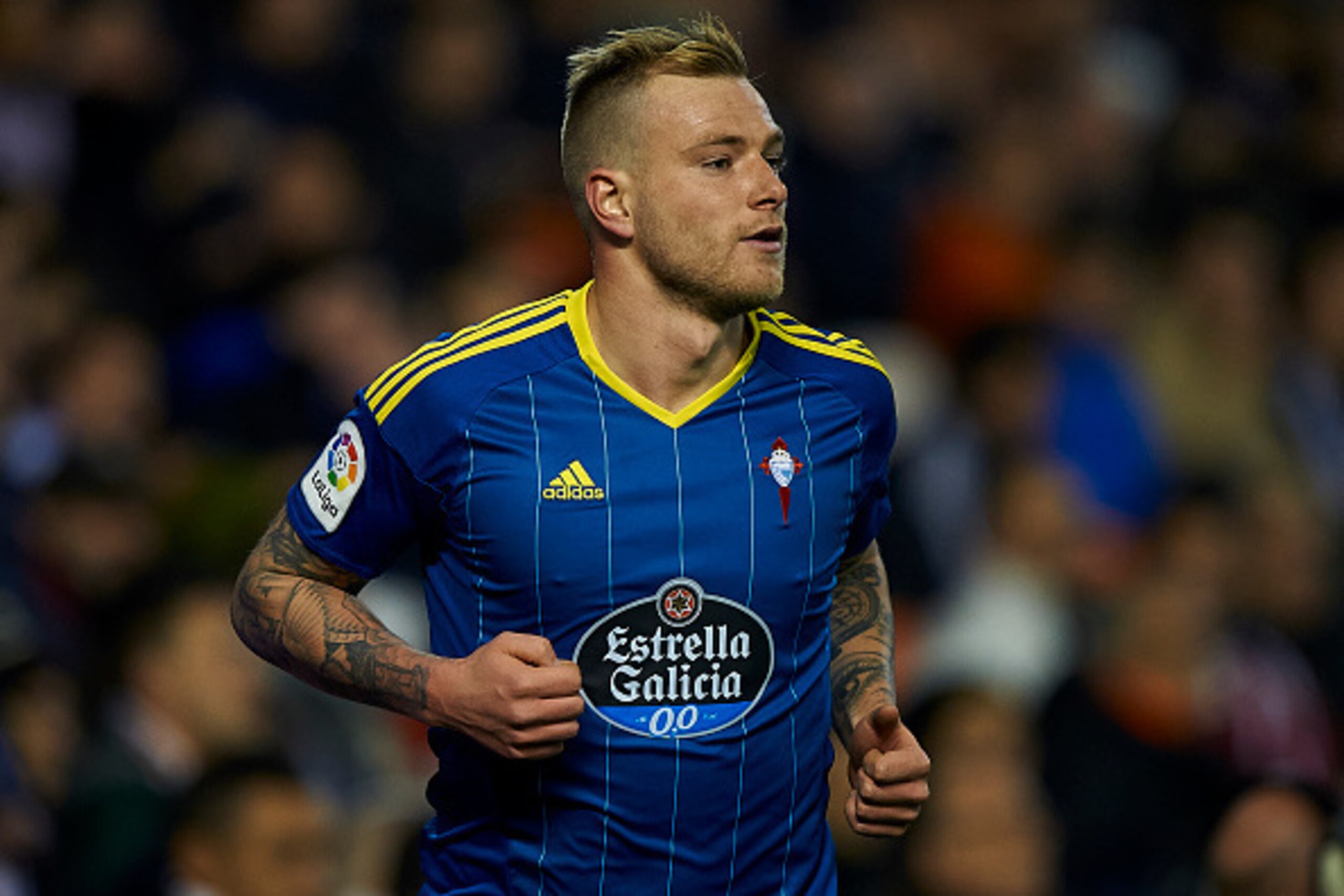 VALENCIA, SPAIN - JANUARY 03:  John Guidetti of Celta Vigo during the Copa del Rey round of 16 first leg match between Valencia CF and Celta de Vigo at Estadi de Mestalla on January 3, 2017 in Valencia, Spain.  (Photo by fotopress/Getty Images)