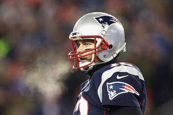 FOXBORO, MA - JANUARY 14:  Tom Brady #12 of the New England Patriots looks on in the second half against the Houston Texans during the AFC Divisional Playoff Game at Gillette Stadium on January 14, 2017 in Foxboro, Massachusetts.  (Photo by Maddie Meyer/G