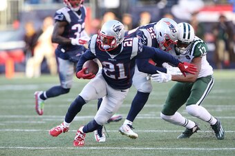 FOXBORO, MA - DECEMBER 24: Cornerback Malcolm Butler #21 of the New England Patriots has an Interception against the New York Jets at Gillette Stadium on December 24, 2016 in Foxboro, Massachusetts. (Photo by Al Pereira/Getty Images)