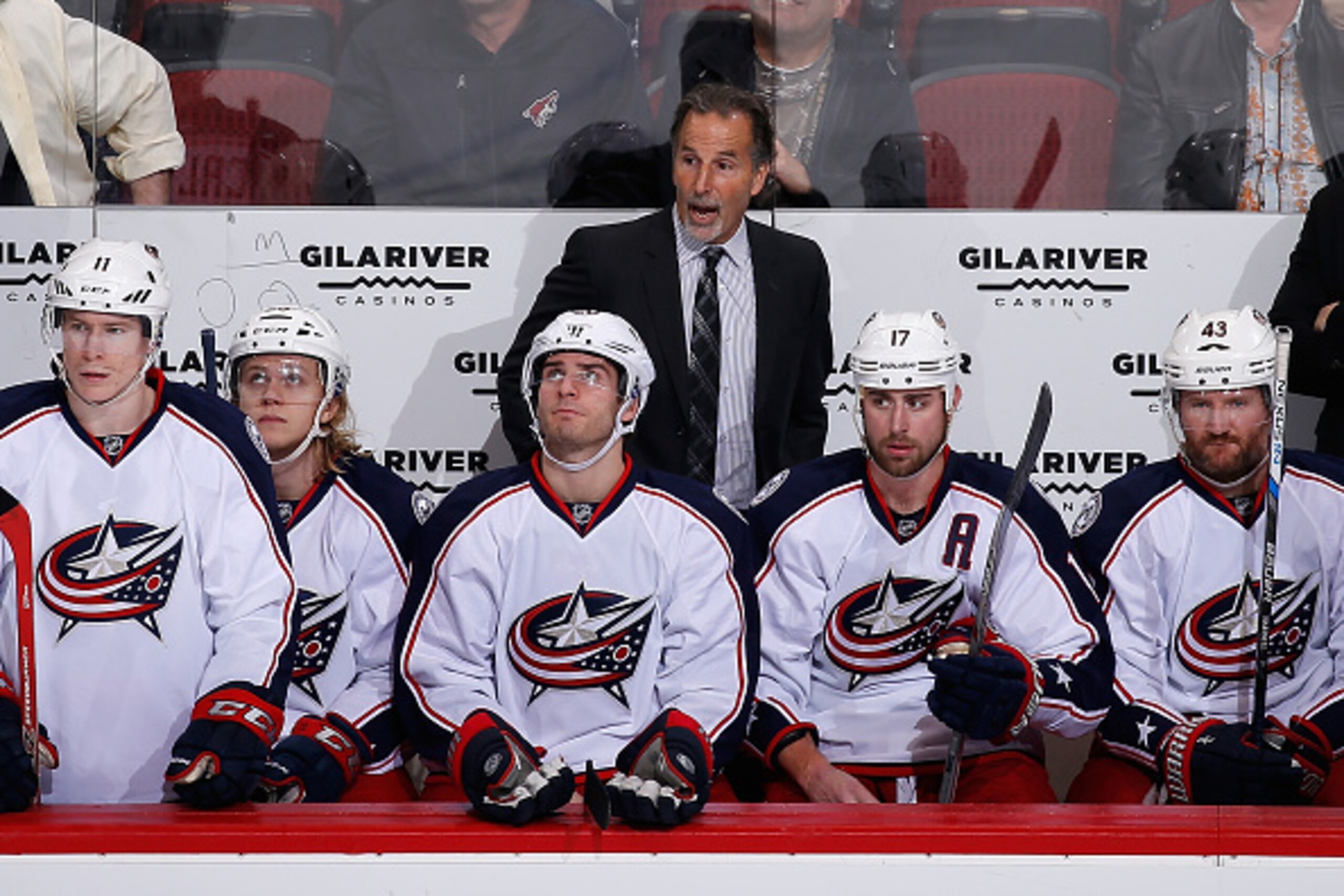GLENDALE, AZ - DECEMBER 17:  Head coach John Tortorella of the Columbus Blue Jackets watches from the bench during the NHL game against the Arizona Coyotes at Gila River Arena on December 17, 2015 in Glendale, Arizona.  The Blue Jackets defeated the Coyot