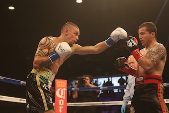 BIRMINGHAM, AL - JUNE 13: Ivan RedKach (L) throws a punch to Dejan Zlaticanin (R) on June 13, 2015 in Birmingham, Alabama.  (Photo by David A. Smith/Getty Images)