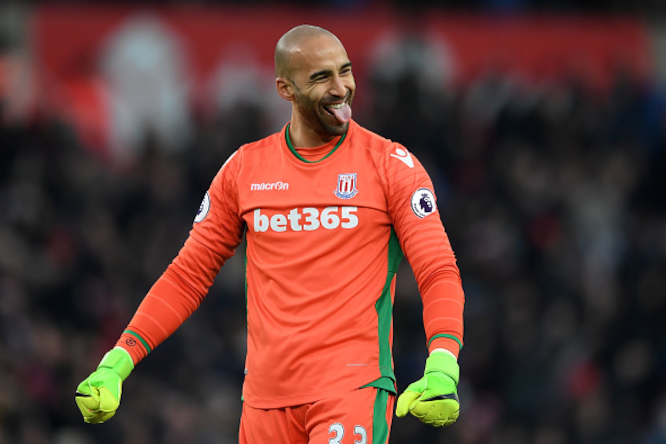 STOKE ON TRENT, ENGLAND - JANUARY 21: Lee Grant of Stoke City celebrates his sides goal during the Premier League match between Stoke City and Manchester United at Bet365 Stadium on January 21, 2017 in Stoke on Trent, England. (Photo by Gareth Copley/Ge STOKE ON TRENT, ENGLAND - JANUARY 21: Lee Grant of Stoke City celebrates his sides goal during the Premier League match between Stoke City and Manchester United at Bet365 Stadium on January 21, 2017 in Stoke on Trent, England. (Photo by Gareth Copley/Ge