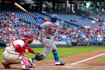 PHILADELPHIA, PA - OCTOBER 01: Yoenis Cespedes #52 of the New York Mets in action against the Philadelphia Phillies during a game at Citizens Bank Park on October 1, 2016 in Philadelphia, Pennsylvania. (Photo by Rich Schultz/Getty Images)