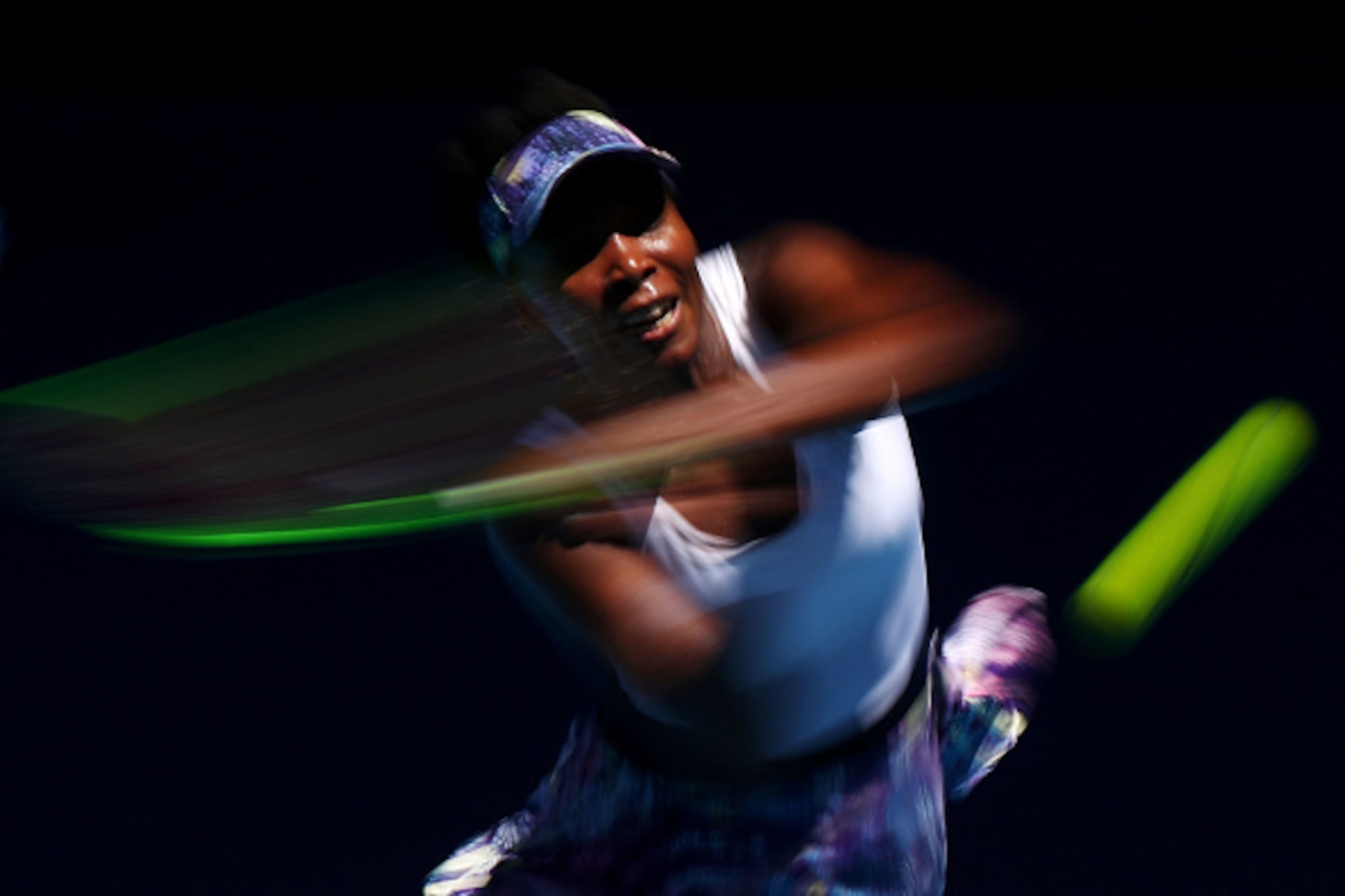 MELBOURNE, AUSTRALIA - JANUARY 22: Venus Williams of the United States plays a backhand in her fourth round match against Mona Barthel of Germany on day seven of the 2017 Australian Open at Melbourne Park on January 22, 2017 in Melbourne, Australia. (Ph MELBOURNE, AUSTRALIA - JANUARY 22: Venus Williams of the United States plays a backhand in her fourth round match against Mona Barthel of Germany on day seven of the 2017 Australian Open at Melbourne Park on January 22, 2017 in Melbourne, Australia. (Ph