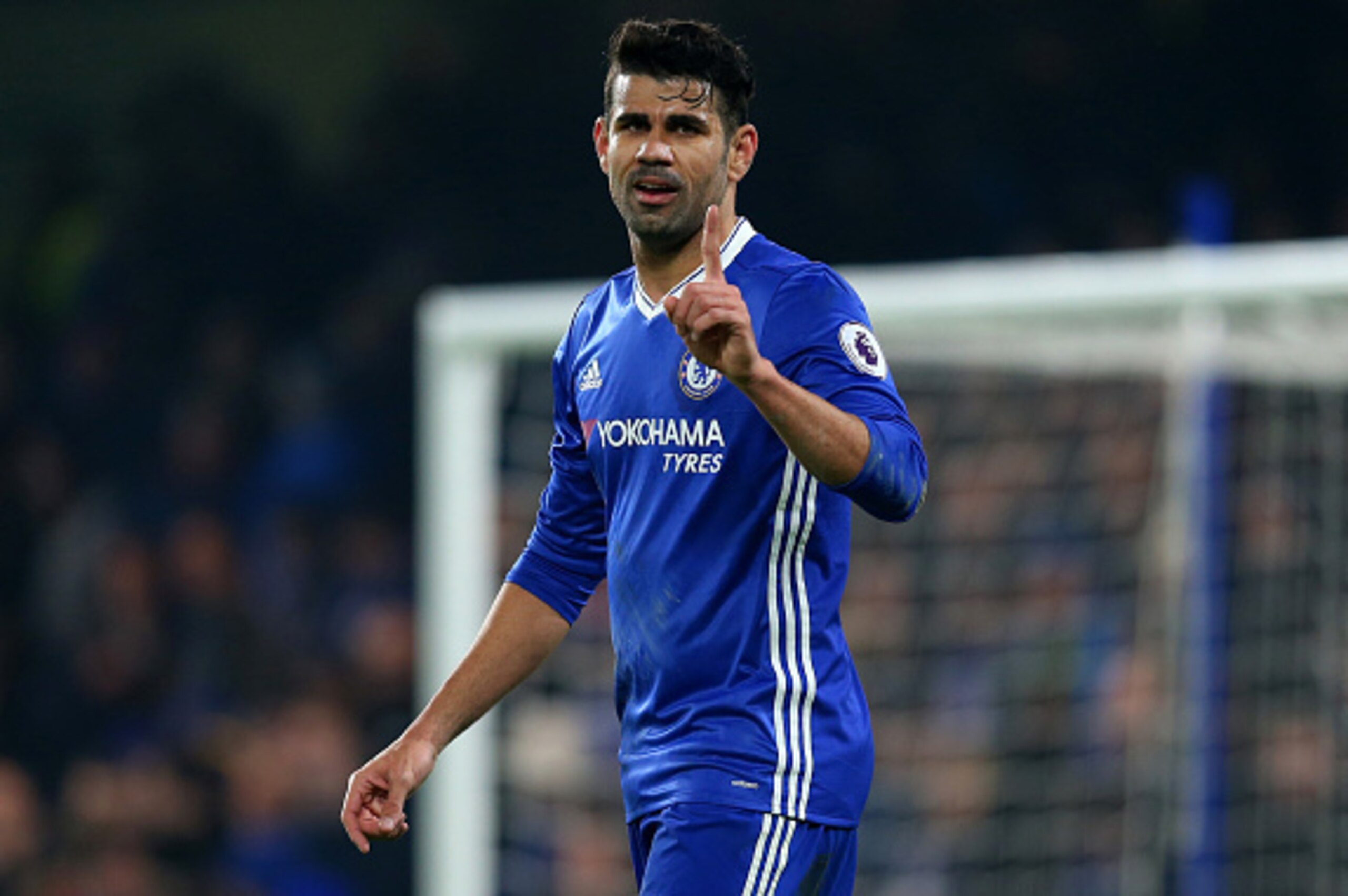 LONDON, ENGLAND - JANUARY 22: Diego Costa of Chelsea wags his finger during the Premier League match between Chelsea and Hull City at Stamford Bridge on January 22, 2017 in London, England. (Photo by Catherine Ivill - AMA/Getty Images)