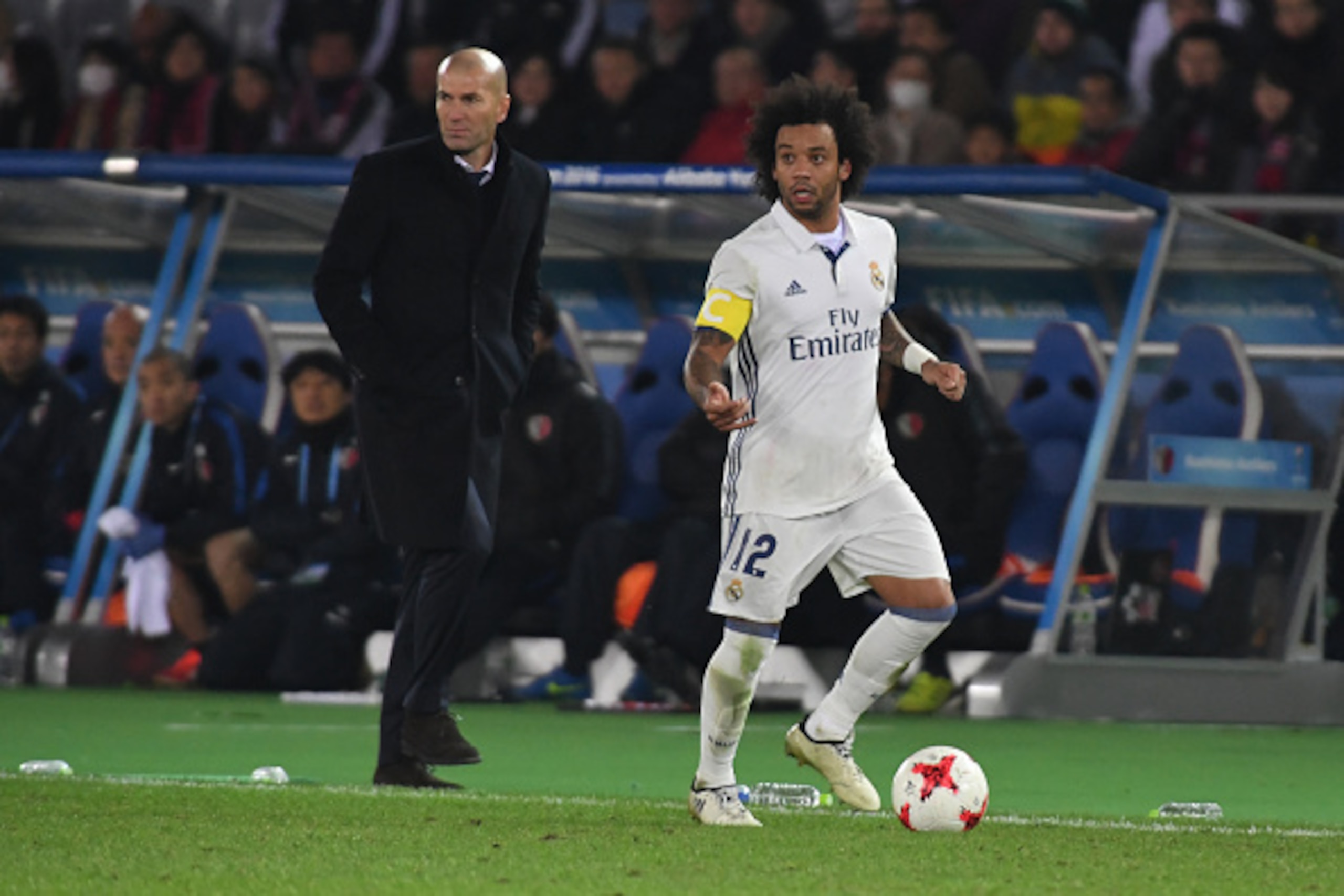 YOKOHAMA, JAPAN - DECEMBER 18:  Marcelo of Real Madrid in action during the FIFA Club World Cup Final match between Real Madrid and Kashima Antlers at International Stadium Yokohama on December 18, 2016 in Yokohama, Japan.  (Photo by Masashi Hara/Getty Im