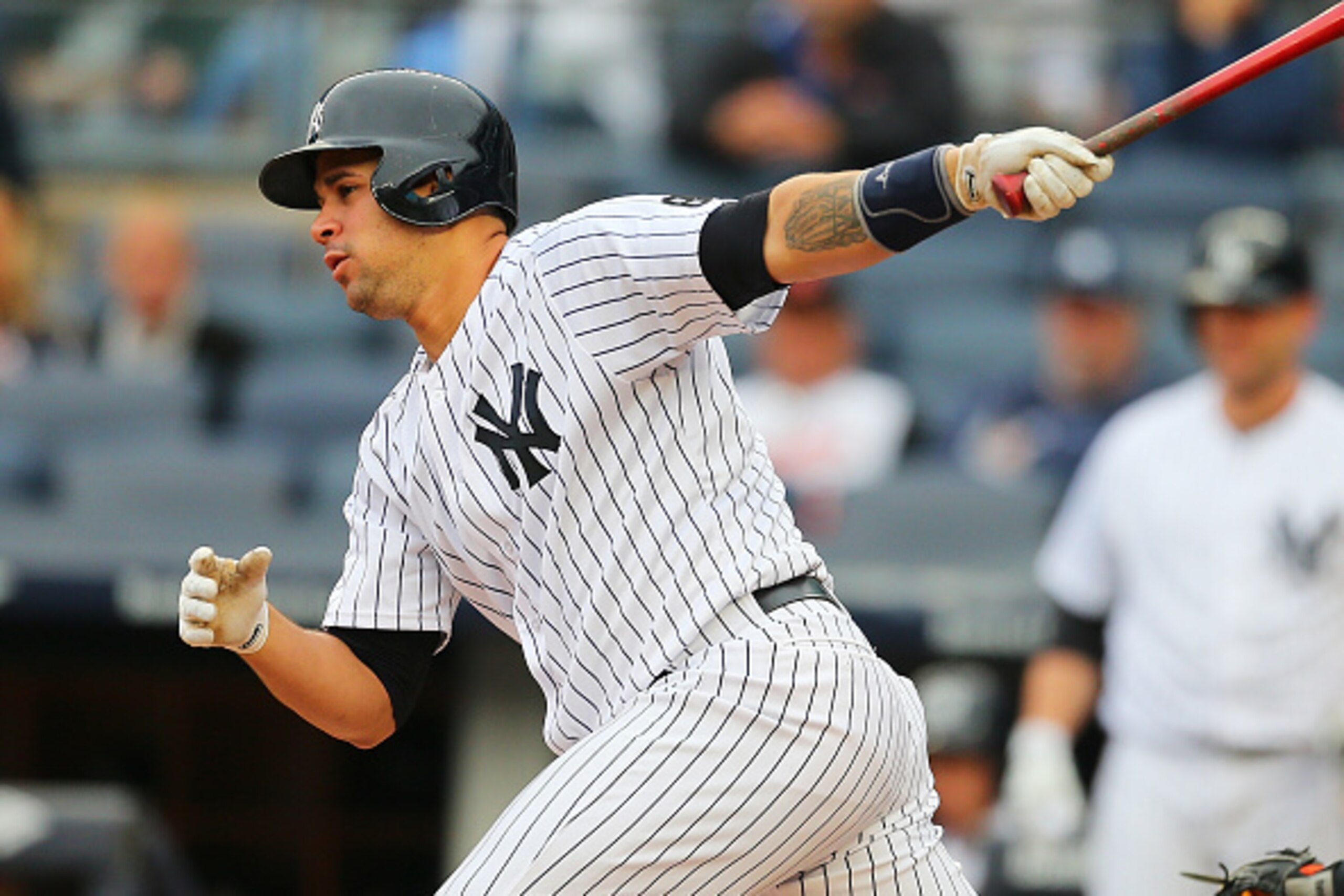 NEW YORK, NY - OCTOBER 02:  Gary Sanchez #24 of the New York Yankees in action against the Baltimore Orioles at Yankee Stadium on October 2, 2016 in the Bronx borough of New York City. Baltimore Orioles defetaed the New York Yankees 5-2.  (Photo by Mike S