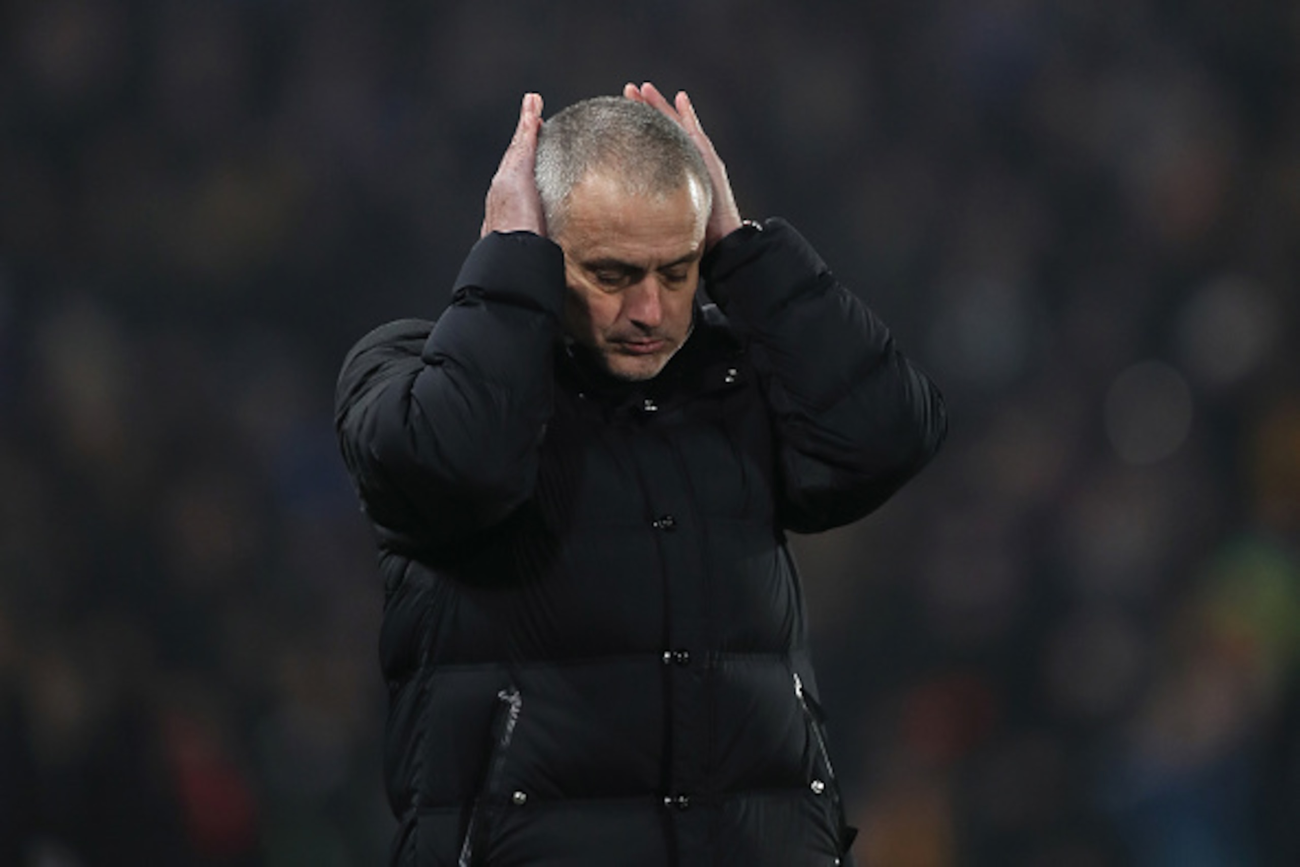HULL, ENGLAND - JANUARY 26:  Manchester United Manager / Head Coach Jose Mourinho reacts during the EFL Cup Semi-Final second leg match between Hull City and Manchester United at KCOM Stadium on January 26, 2017 in Hull, England.  (Photo by Matthew Ashton