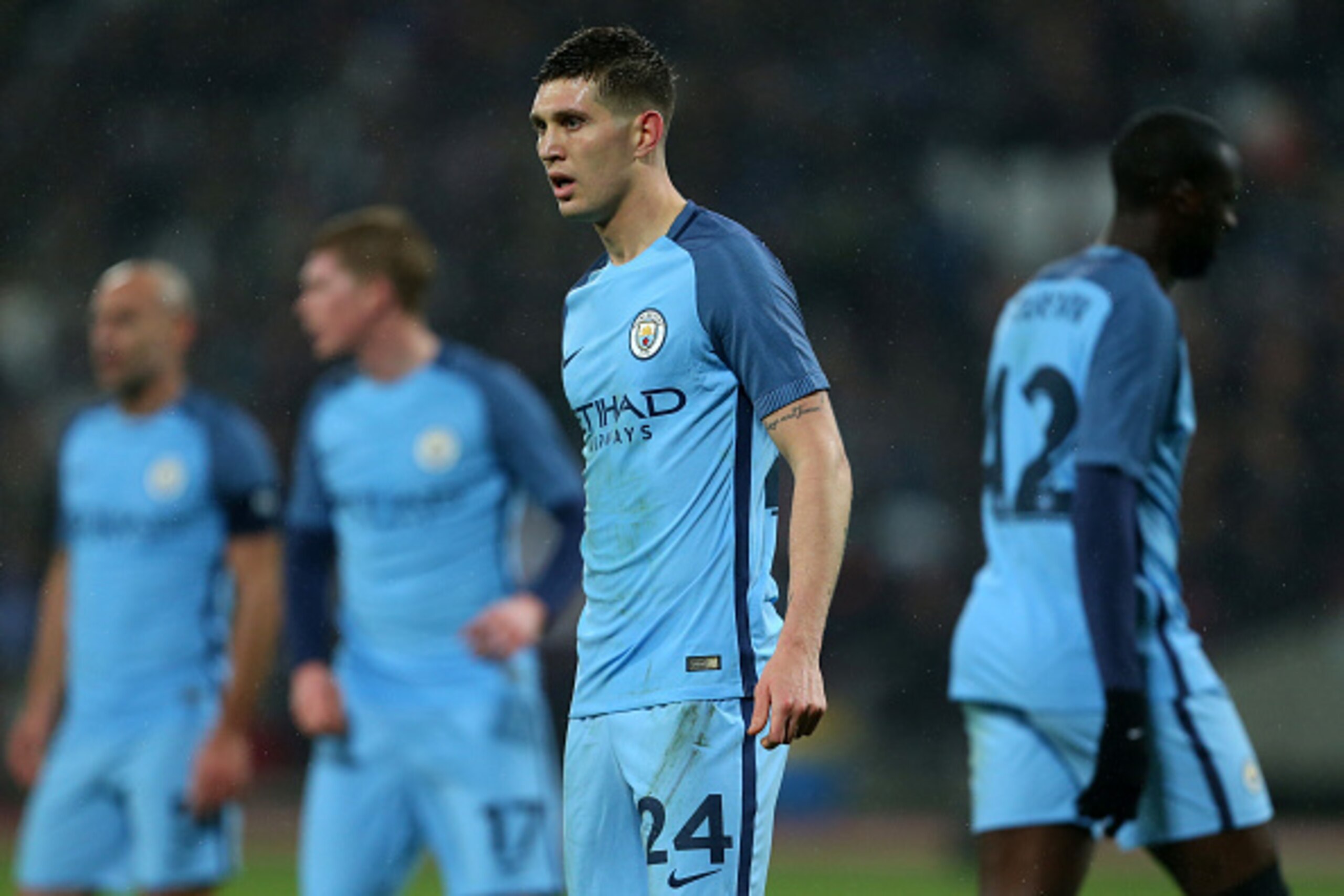 LONDON, ENGLAND - JANUARY 06: John Stones of Manchester City during the Emirates FA Cup Third Round match between West Ham United and Manchester City at London Stadium on January 6, 2017 in London, England. (Photo by Catherine Ivill - AMA/Getty Images)