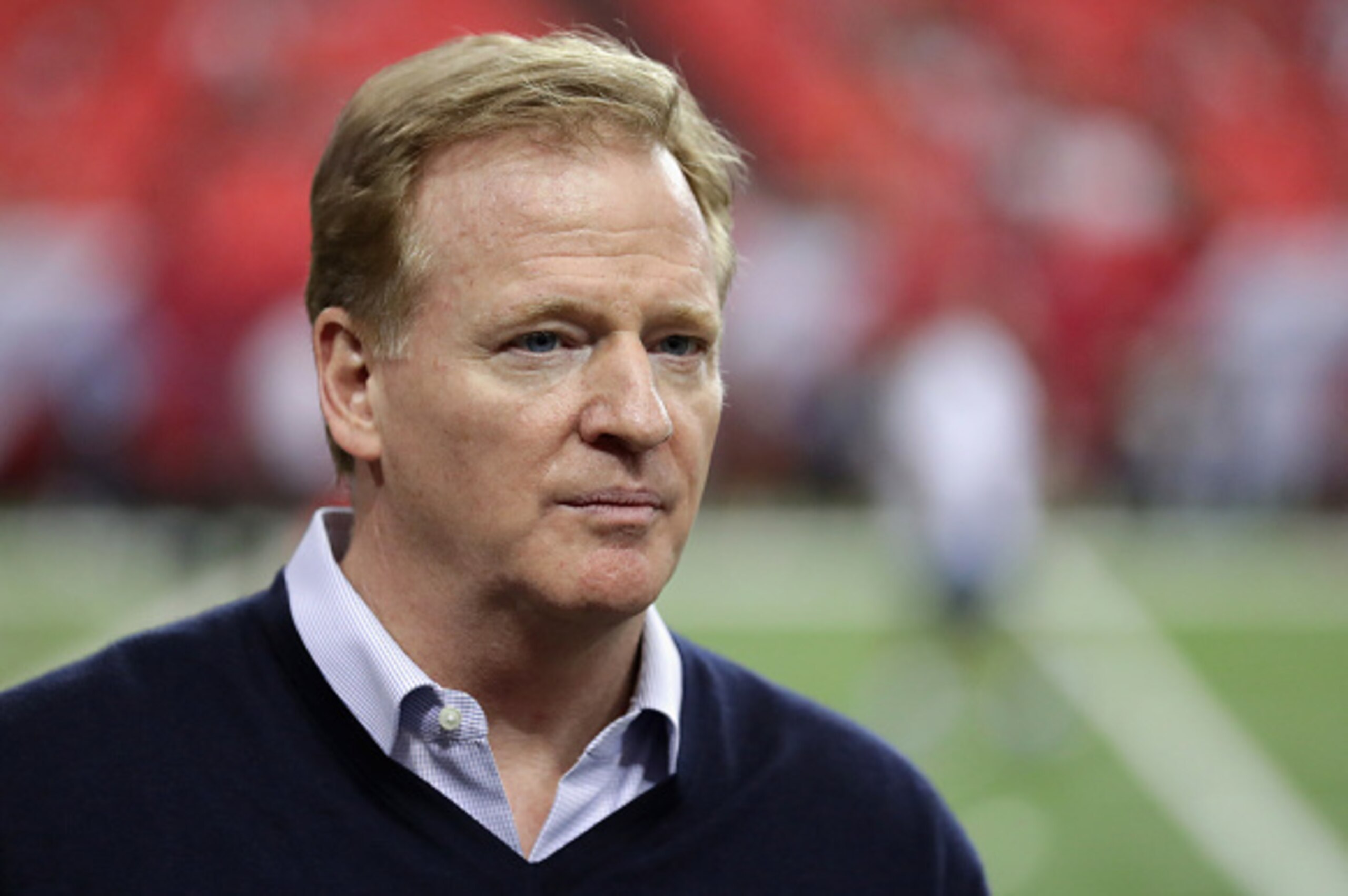 ATLANTA, GA - JANUARY 14:  NFL Commissioner Roger Goodell stands on the field prior to the game between the Atlanta Falcons and Seattle Seahwaks at the Georgia Dome on January 14, 2017 in Atlanta, Georgia.  (Photo by Streeter Lecka/Getty Images)