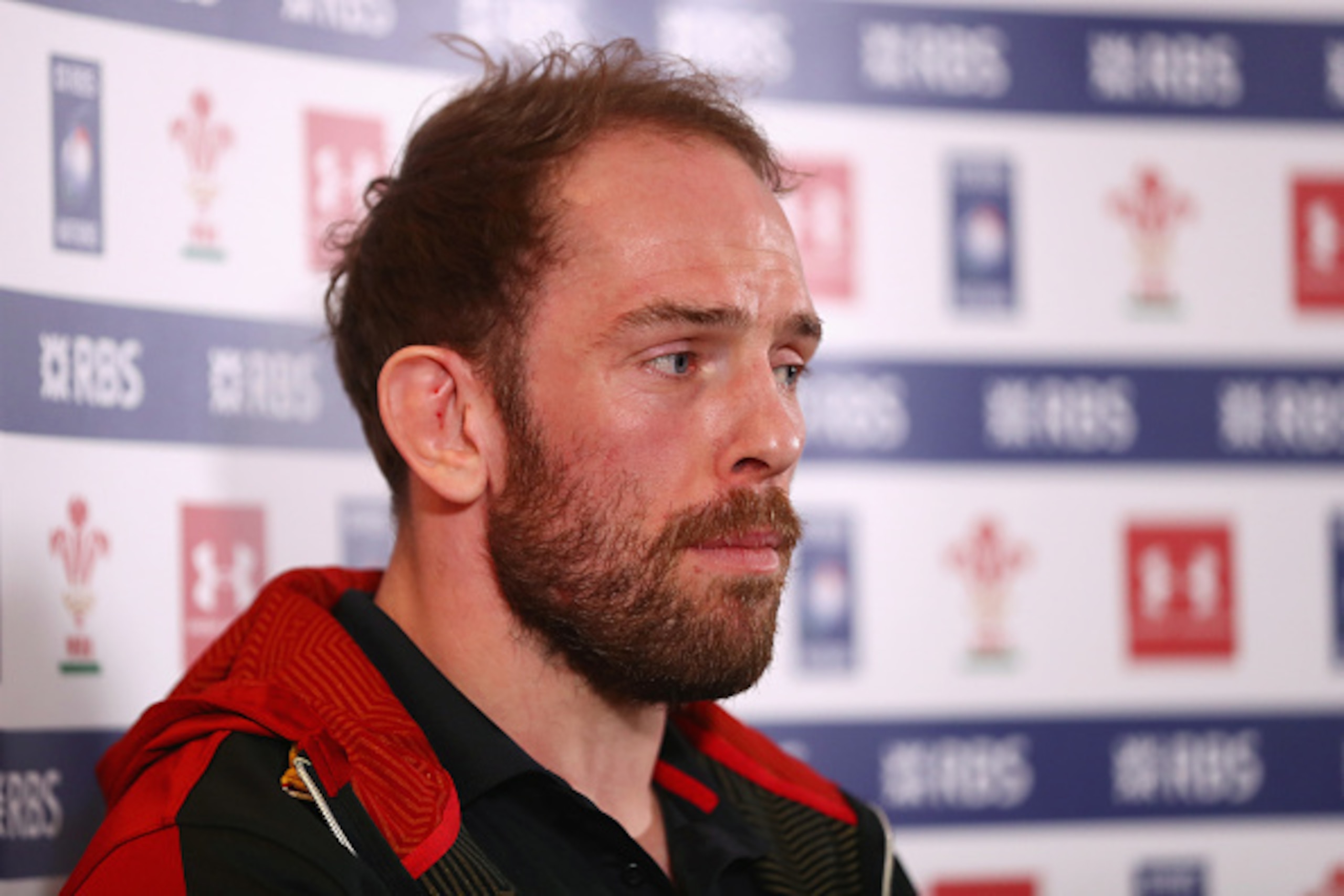 CARDIFF, WALES - FEBRUARY 02: Alun Wyn Jones of Wales talks to the media during a press conference on February 2, 2017 in Cardiff, Wales.  (Photo by Michael Steele/Getty Images)