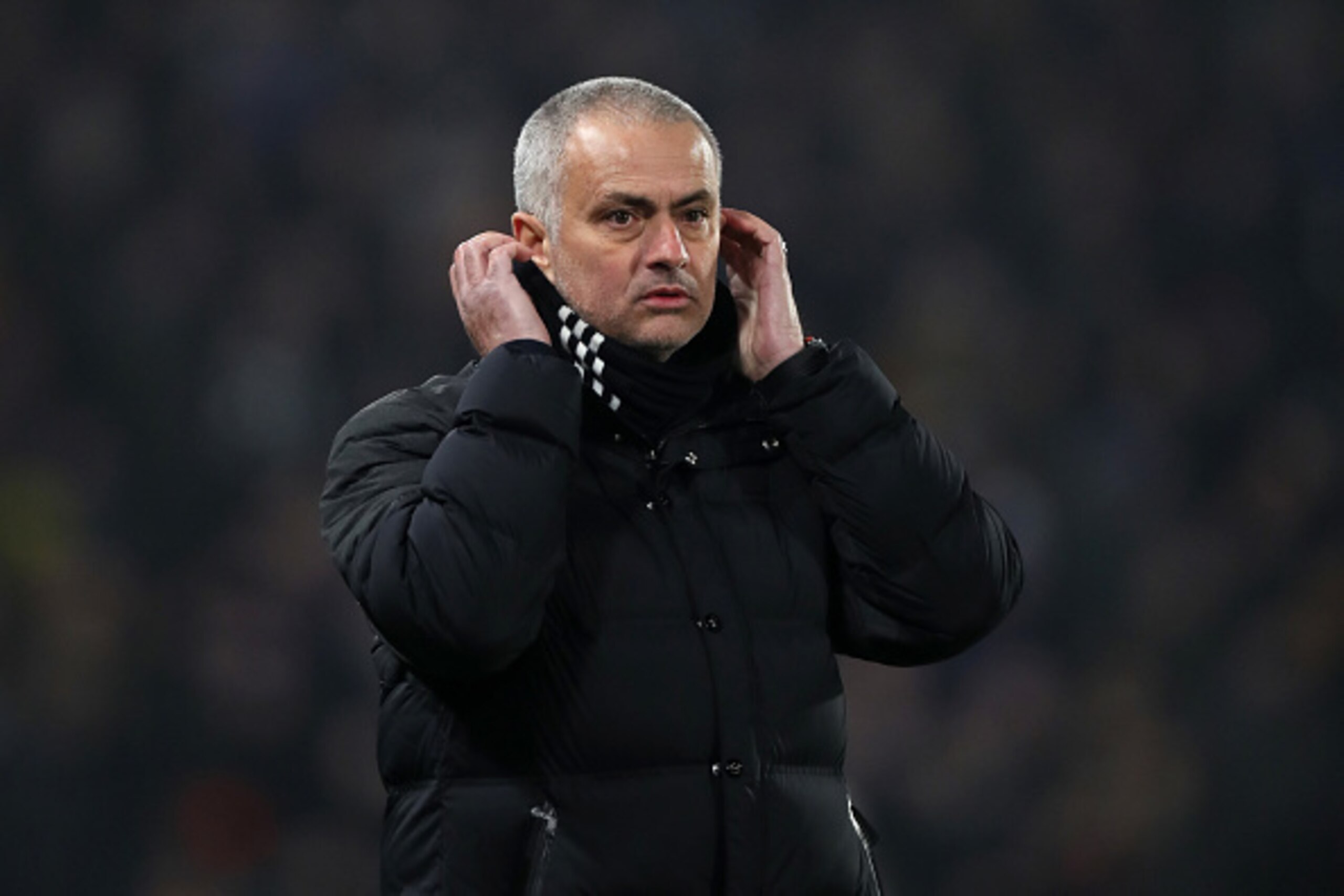 HULL, ENGLAND - JANUARY 26:  Manchester United Manager / Head Coach Jose Mourinho reacts during the EFL Cup Semi-Final second leg match between Hull City and Manchester United at KCOM Stadium on January 26, 2017 in Hull, England.  (Photo by Matthew Ashton