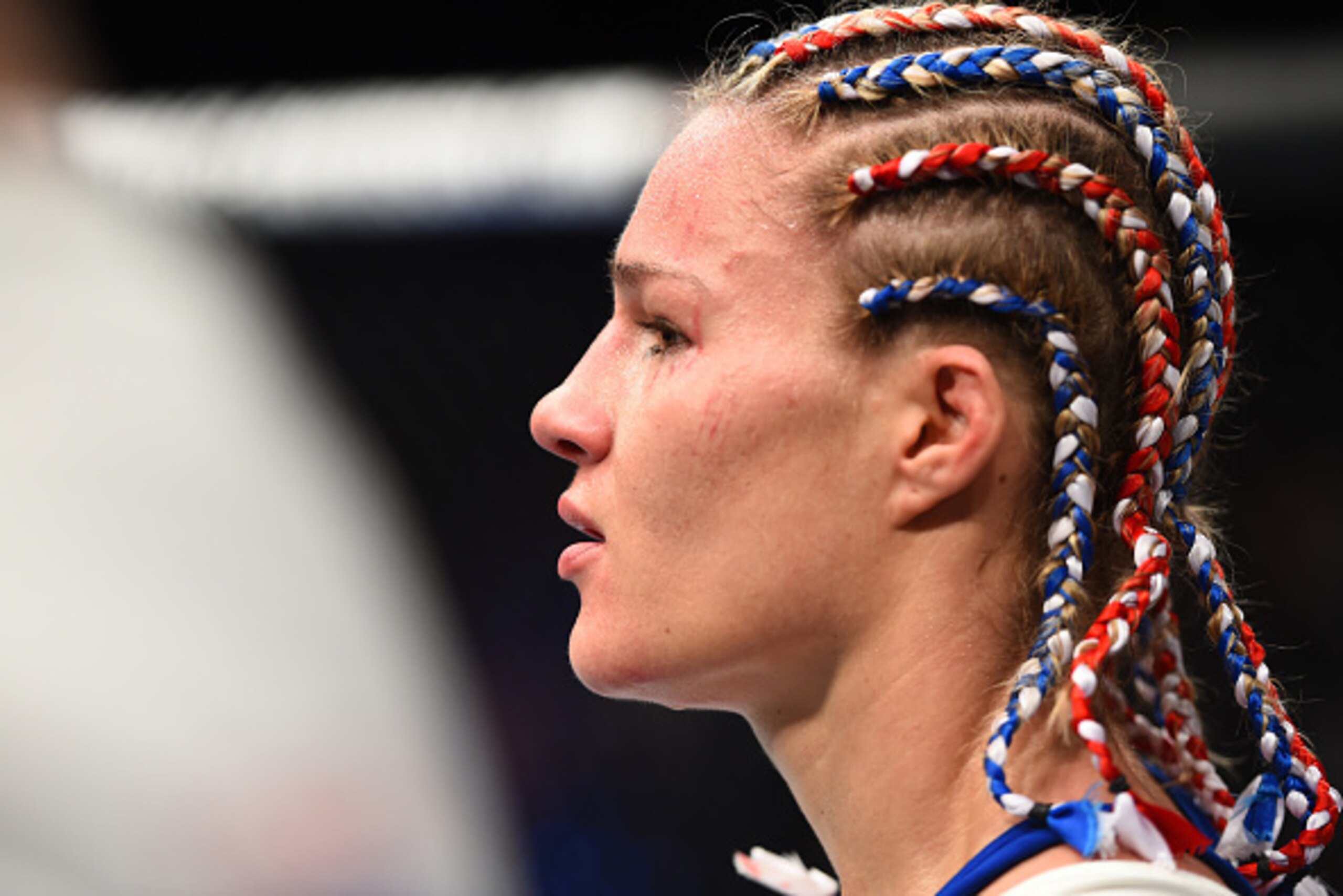 HOUSTON, TX - FEBRUARY 04:  Felice Herrig celebrates her victory over Alexa Grasso of Mexico in their women's strawweight bout during the UFC Fight Night event at the Toyota Center on February 4, 2017 in Houston, Texas. (Photo by Jeff Bottari/Zuffa LLC/Zu