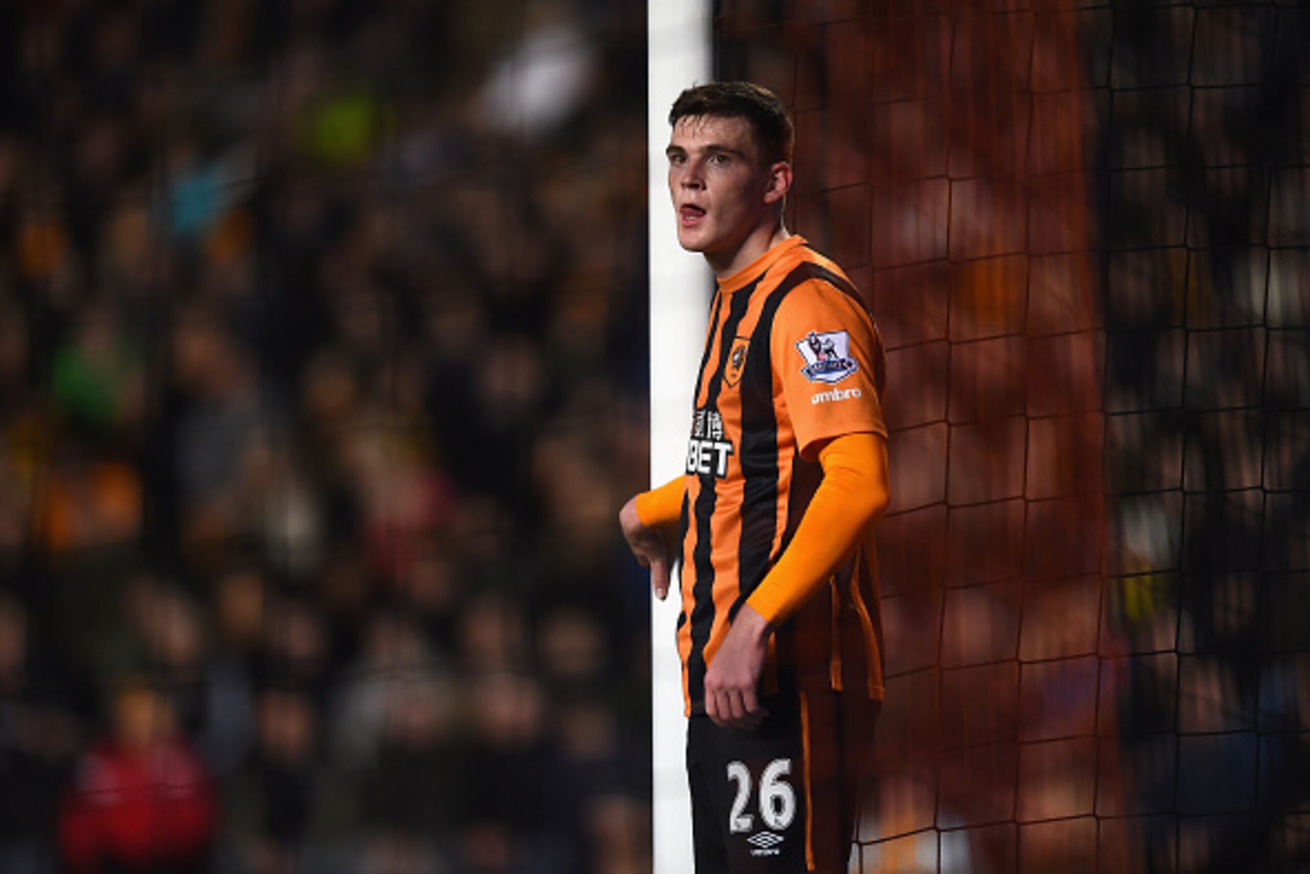 HULL, ENGLAND - NOVEMBER 23: Andy Robertson of Hull City looks on during the Barclays Premier League match between Hull City and Tottenham Hotspur at KC Stadium on November 23, 2014 in Hull, England. (Photo by Laurence Griffiths/Getty Images) HULL, ENGLAND - NOVEMBER 23: Andy Robertson of Hull City looks on during the Barclays Premier League match between Hull City and Tottenham Hotspur at KC Stadium on November 23, 2014 in Hull, England. (Photo by Laurence Griffiths/Getty Images)