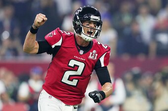 HOUSTON, TX - FEBRUARY 05:  Matt Ryan #2 of the Atlanta Falcons reacts after a touchdown against the New England Patriots in the third quarter during Super Bowl 51 at NRG Stadium on February 5, 2017 in Houston, Texas.  (Photo by Tom Pennington/Getty Image