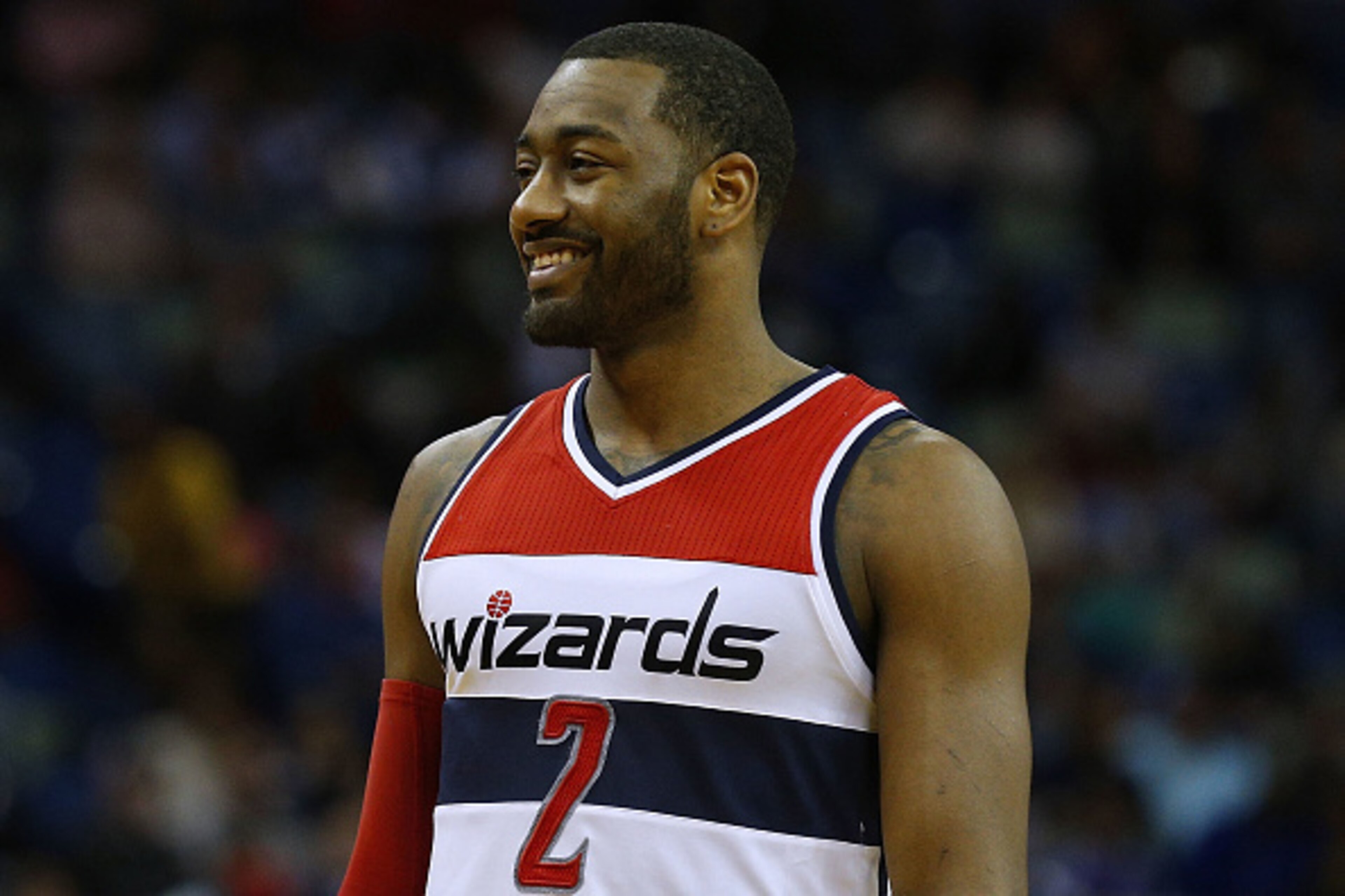 NEW ORLEANS, LA - JANUARY 29:  John Wall #2 of the Washington Wizards reacts during a game against the New Orleans Pelicans at the Smoothie King Center on January 29, 2017 in New Orleans, Louisiana. NOTE TO USER: User expressly acknowledges and agrees tha