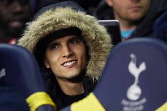 LONDON, ENGLAND - DECEMBER 18: Erik Lamela of Tottenham Hotspur looks on from the bench during the Premier League match between Tottenham Hotspur and Burnley at White Hart Lane on December 18, 2016 in London, England.  (Photo by Julian Finney/Getty Images
