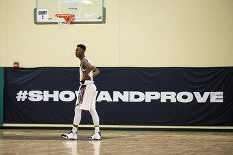 MAPLE GROVE, MN- MAY 23: Harry Giles #1 from Team CP3 and Wesleyan Christian Academy during Session Four of the Nike EYBL on May 23, 2015 at Maple Grove Community Gym in Maple Grove, Minnesota. (Photo by Brace Hemmelgarn/Getty Images)