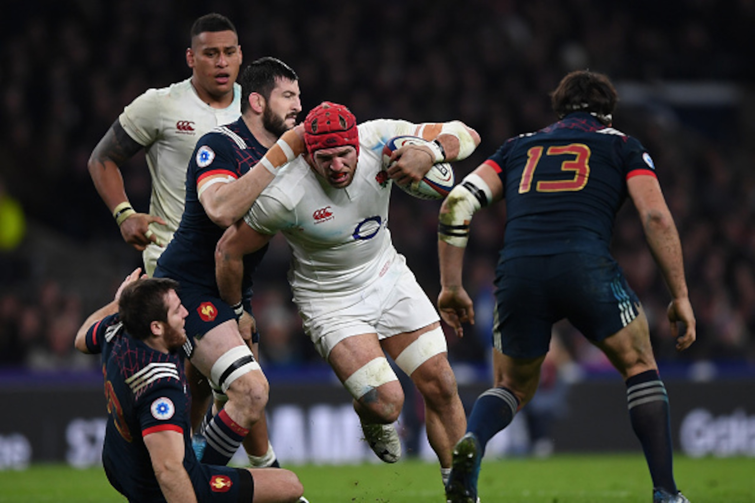 LONDON, ENGLAND - FEBRUARY 04:  James Haskell of England is tackled during the RBS Six Nations match between England and France at Twickenham Stadium on February 4, 2017 in London, England.  (Photo by Shaun Botterill/Getty Images)