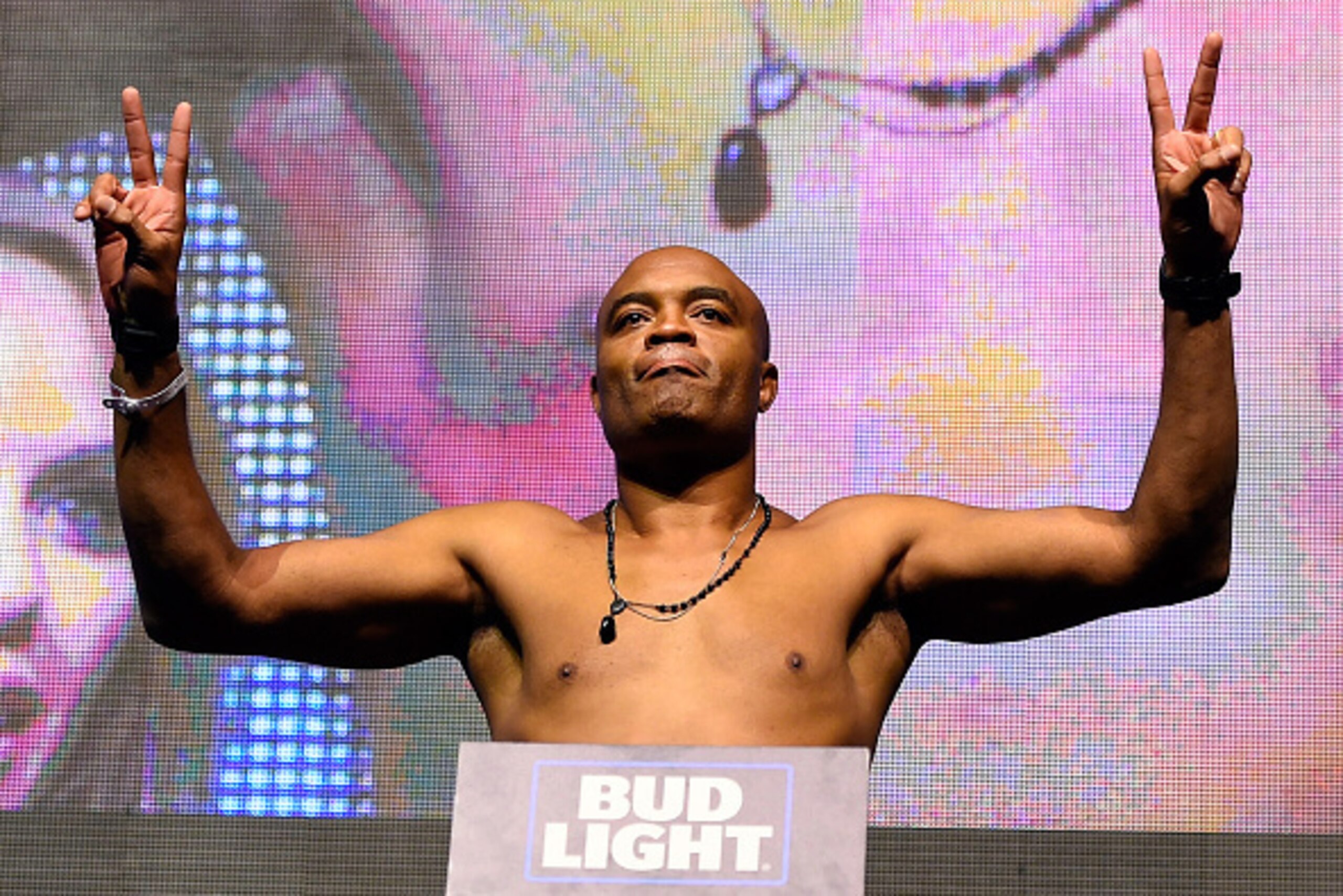LAS VEGAS, NV - JULY 08:  Anderson Silva of Brazil steps on the scale during the UFC 200 weigh-in at T-Mobile Arena on July 8, 2016 in Las Vegas, Nevada. (Photo by Josh Hedges/Zuffa LLC/Zuffa LLC via Getty Images)