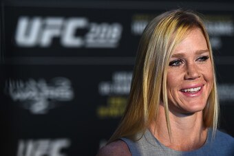 BROOKLYN, NY - FEBRUARY 08: Holly Holm interacts with the media during the UFC 208 Ultimate Media Day at the Barclays Center on February 8, 2017 in Brooklyn, New York. (Photo by Jeff Bottari/Zuffa LLC/Zuffa LLC via Getty Images)