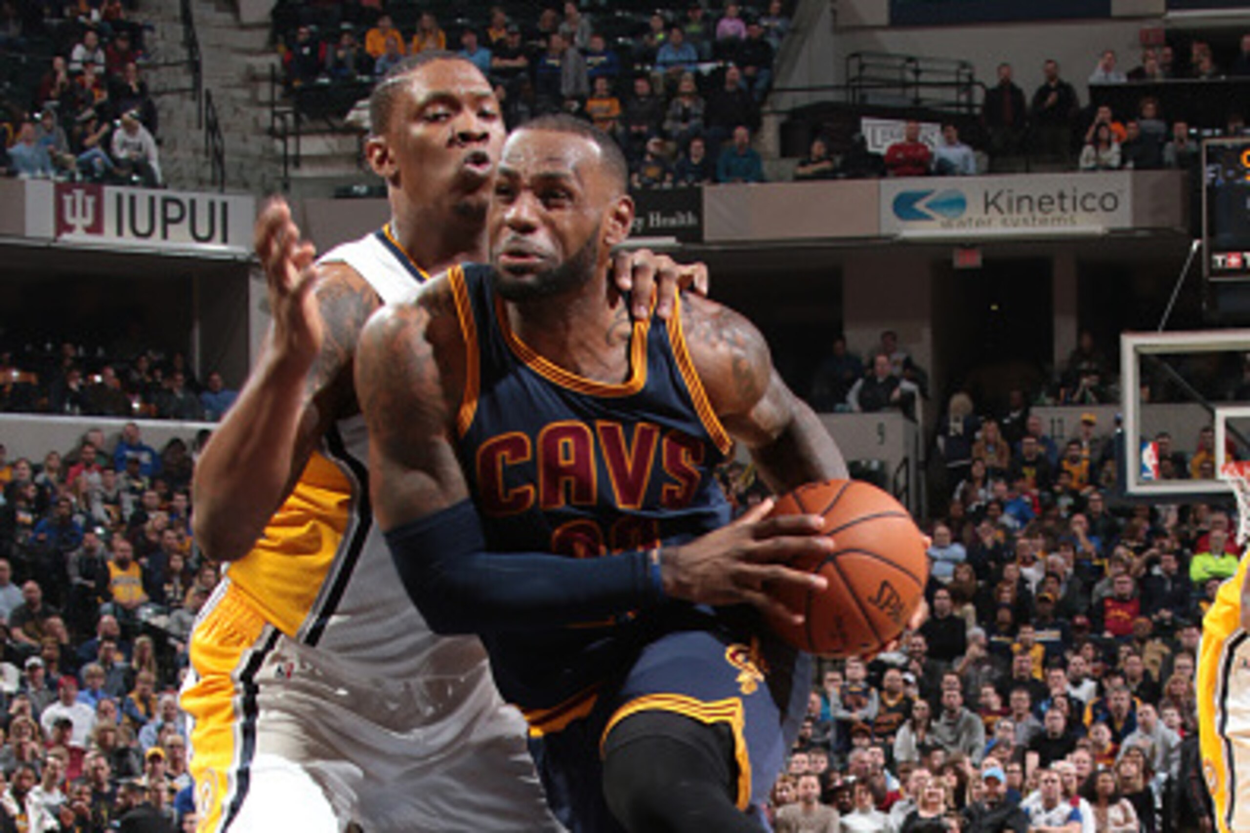 INDIANAPOLIS, IN - FEBRUARY 8: LeBron James #23 of the Cleveland Cavaliers drives to the basket against the Indiana Pacers on February 8, 2017 at Bankers Life Fieldhouse in Indianapolis, Indiana. NOTE TO USER: User expressly acknowledges and agrees that, 