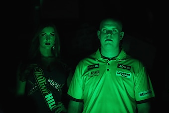 LONDON, ENGLAND - JANUARY 02:  Michael van Gerwen of The Netherlands prepares to 'walk on' for the final of the 2017 William Hill PDC World Darts Championships at Alexandra Palace on January 2, 2017 in London, England.  (Photo by Bryn Lennon/Getty Images)