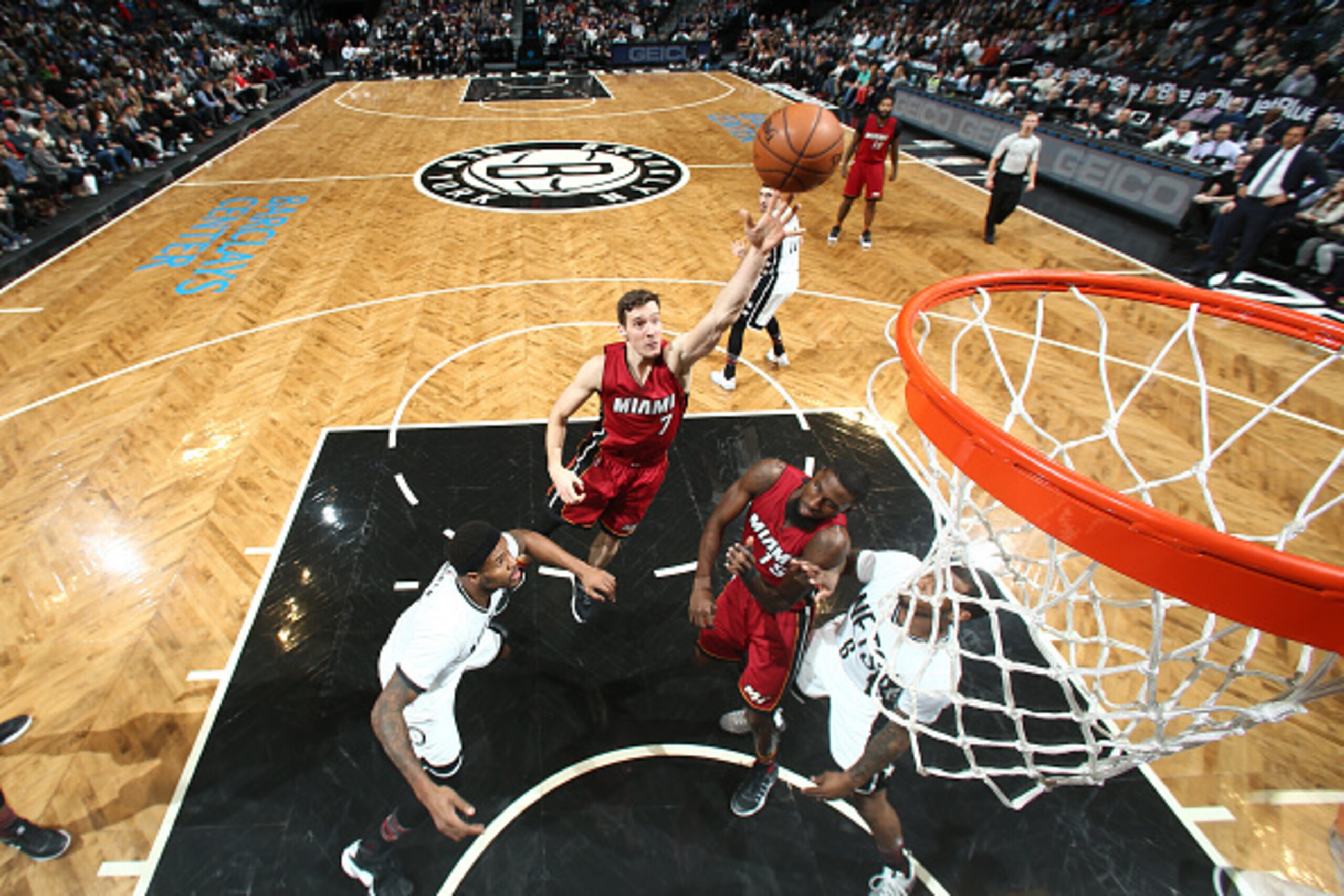 BROOKLYN, NY - FEBRUARY 10: Goran Dragic #7 of the Miami Heat shoots the ball against the Brooklyn Nets  during the game on February 10, 2017 at Barclays Center in Brooklyn, New York. NOTE TO USER: User expressly acknowledges and agrees that, by downloadi