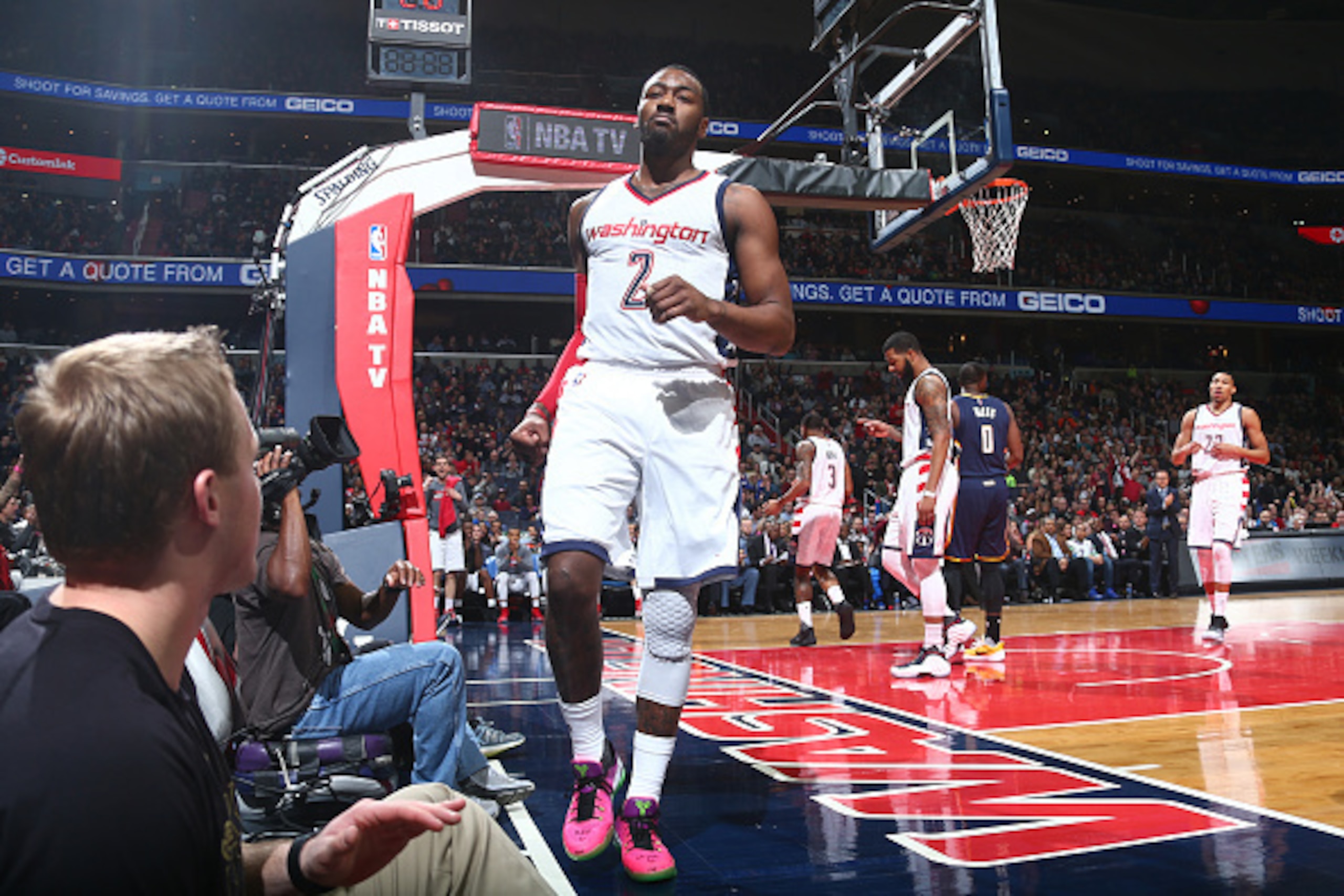 WASHINGTON, DC -  FEBRUARY 10: John Wall #2 of the Washington Wizards is seen during the game against the Indiana Pacers on February 10, 2017 at Verizon Center in Washington, DC. NOTE TO USER: User expressly acknowledges and agrees that, by downloading an