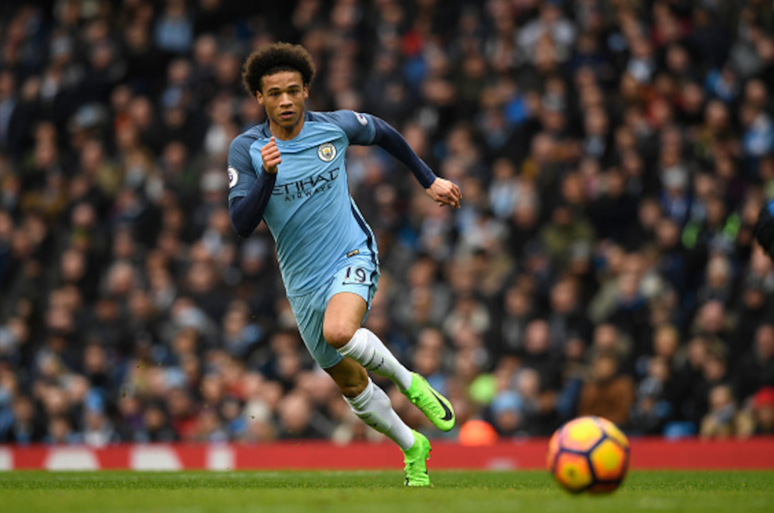 MANCHESTER, ENGLAND - FEBRUARY 05: Manchester City player Leroy Sane in action during the Premier League match between Manchester City and Swansea City at Etihad Stadium on February 5, 2017 in Manchester, England. (Photo by Stu Forster/Getty Images) MANCHESTER, ENGLAND - FEBRUARY 05: Manchester City player Leroy Sane in action during the Premier League match between Manchester City and Swansea City at Etihad Stadium on February 5, 2017 in Manchester, England. (Photo by Stu Forster/Getty Images)