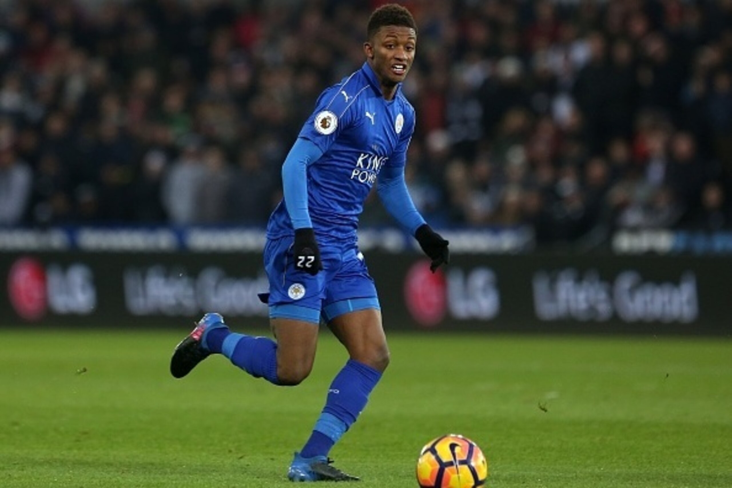 SWANSEA, WALES - FEBRUARY 12: Demarai Gray of Leicester City prior to kick off of the Premier League match between Swansea City and Leicester City at The Liberty Stadium on February 12, 2017 in Swansea, Wales. (Photo by Athena Pictures/Getty Images)
