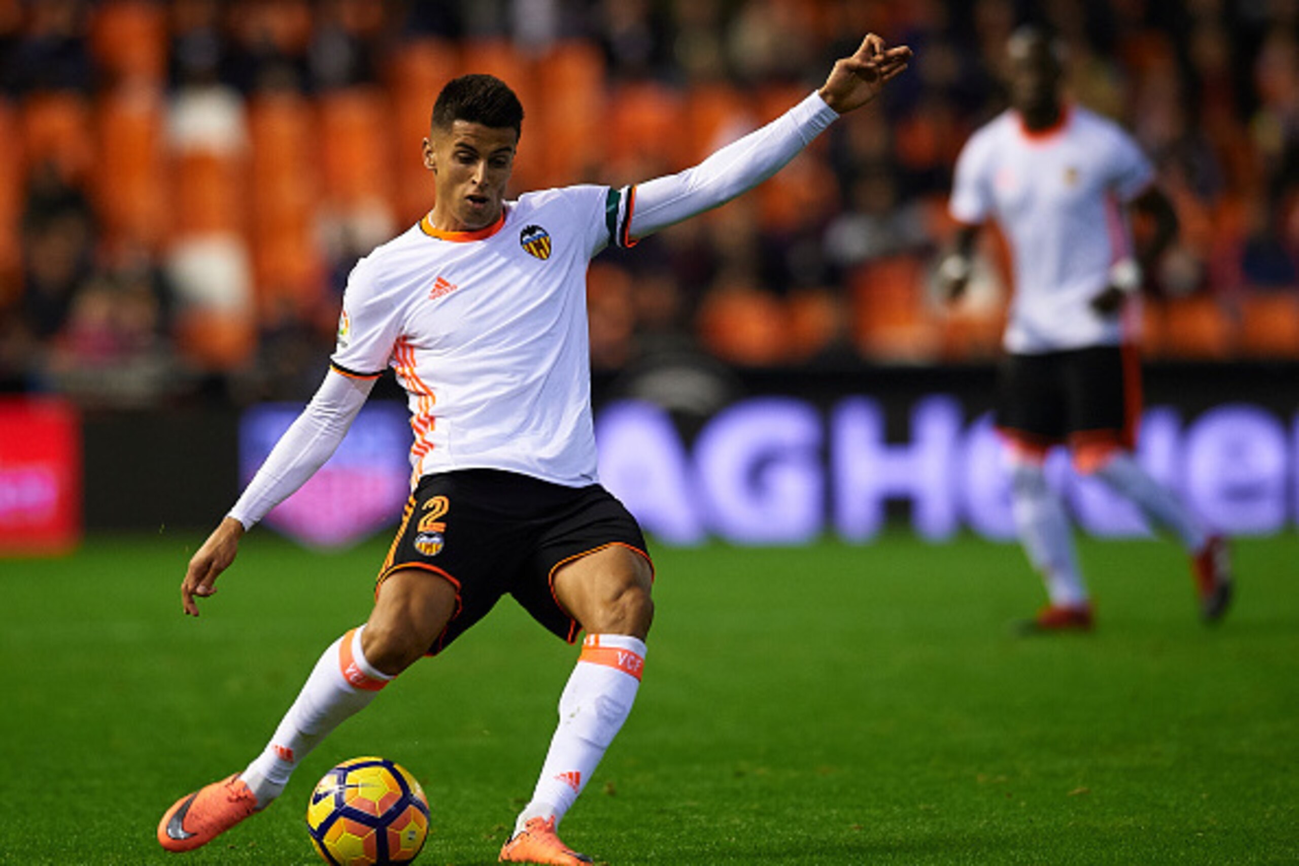 VALENCIA, SPAIN - DECEMBER 04:  Joao Cancelo of Valencia in action during the La Liga match between Valencia CF and Malaga CF at Mestalla Stadium on December 04, 2016 in Valencia, Spain.  (Photo by Manuel Queimadelos Alonso/Getty Images)